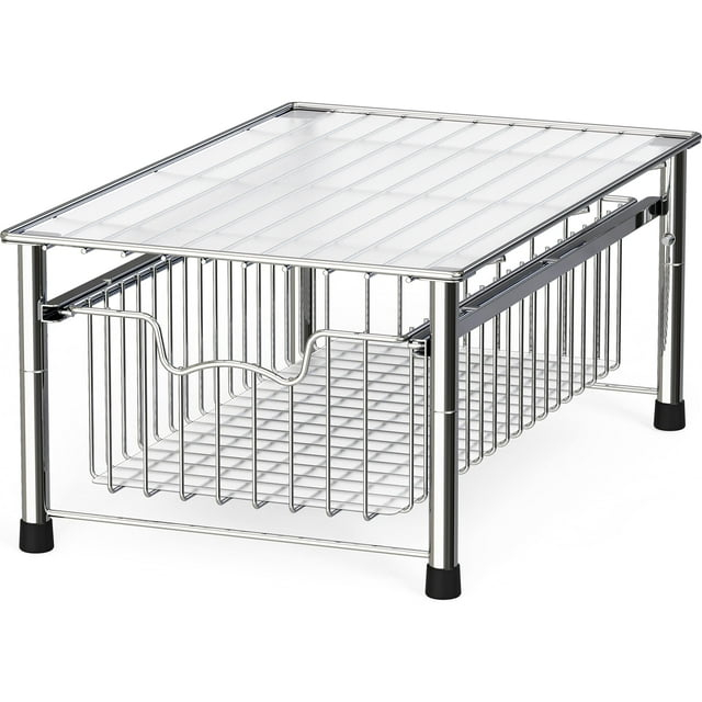 Chrome Stackable Metal Cabinet Organizer Basket Drawer
