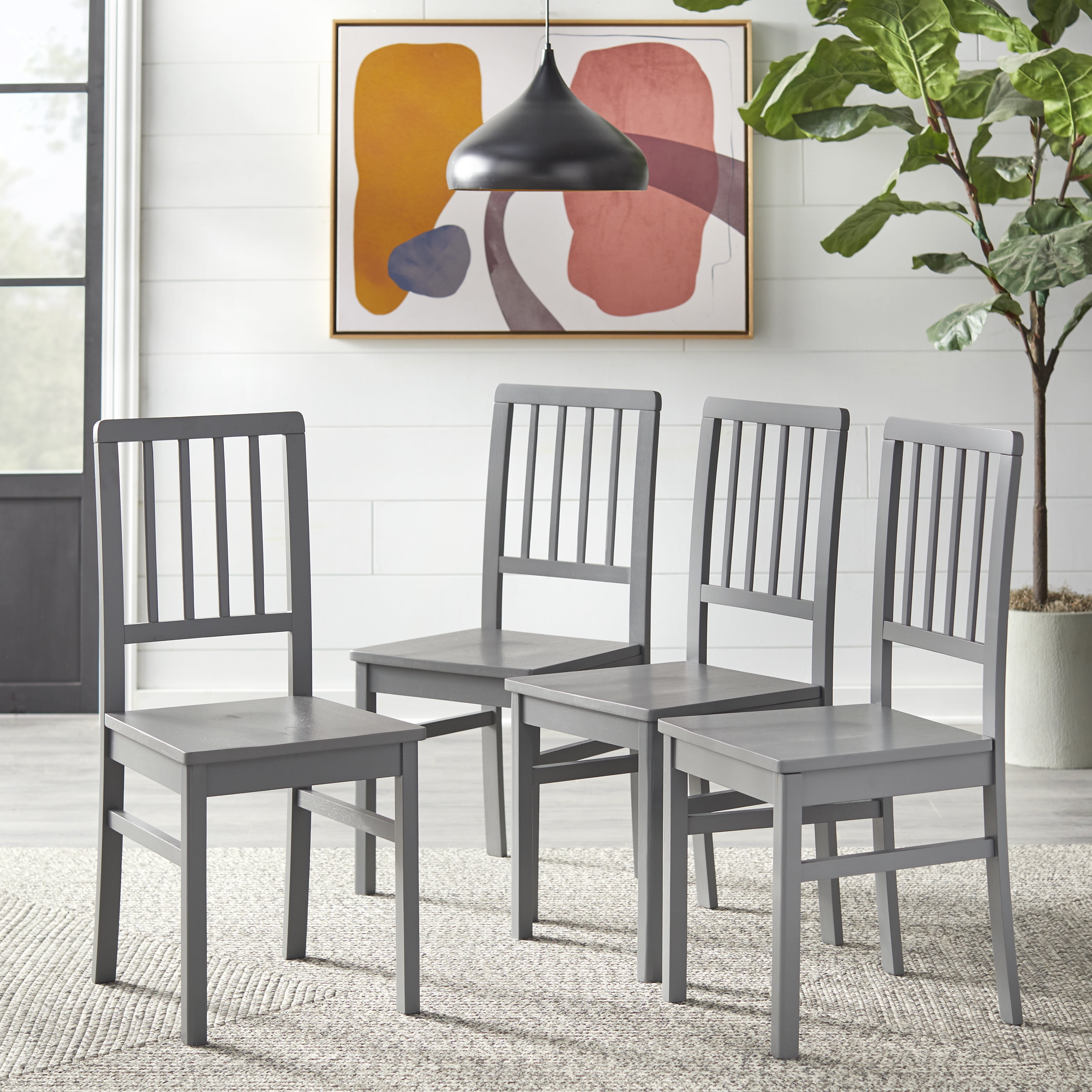 Simple Living  Camden Solid Wood Dining Chair (Set of 4) Dining Chairs Grey Rubberwood