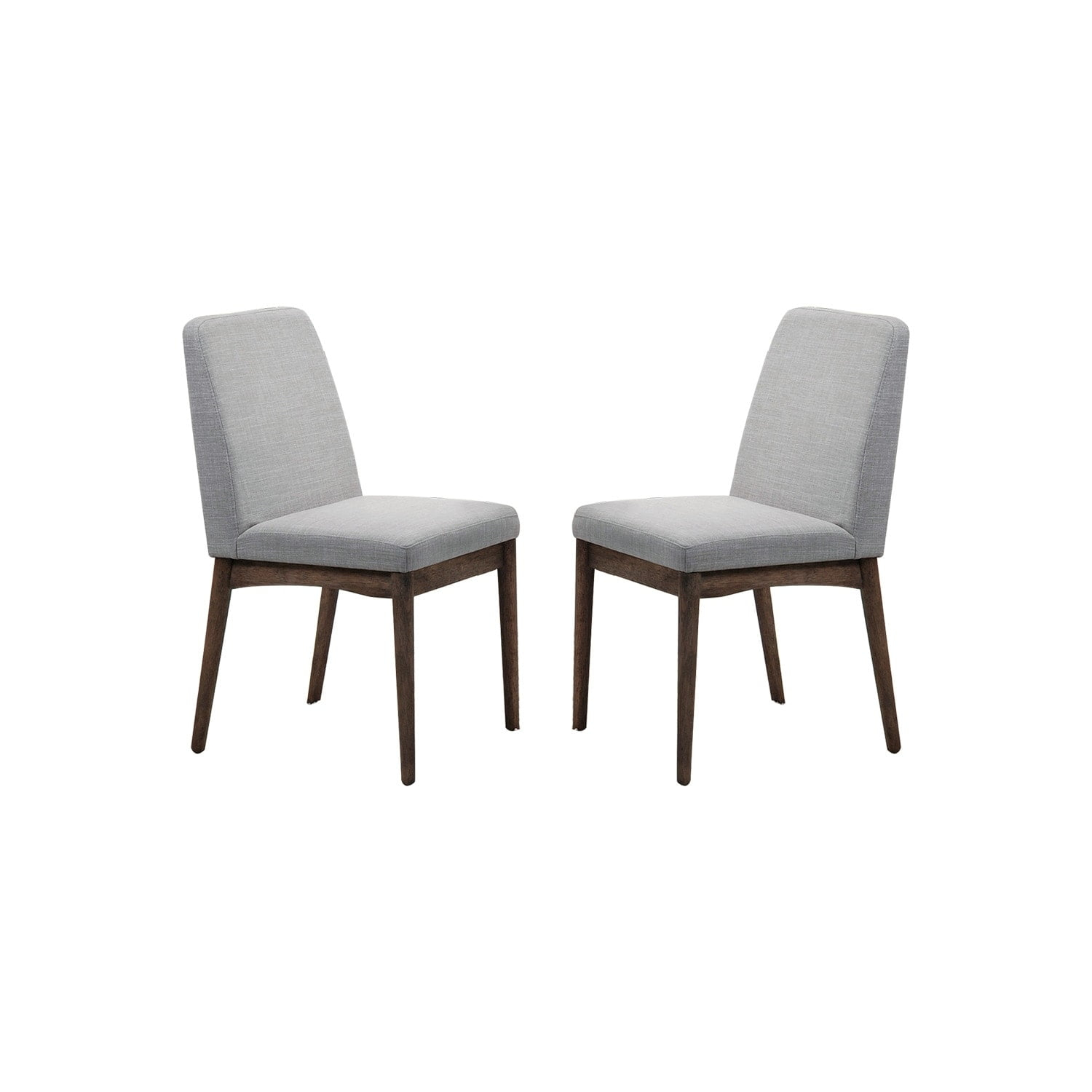 Simple Relax Grey Fabric Upholstered Dining Chair, Brown(Set of 2)