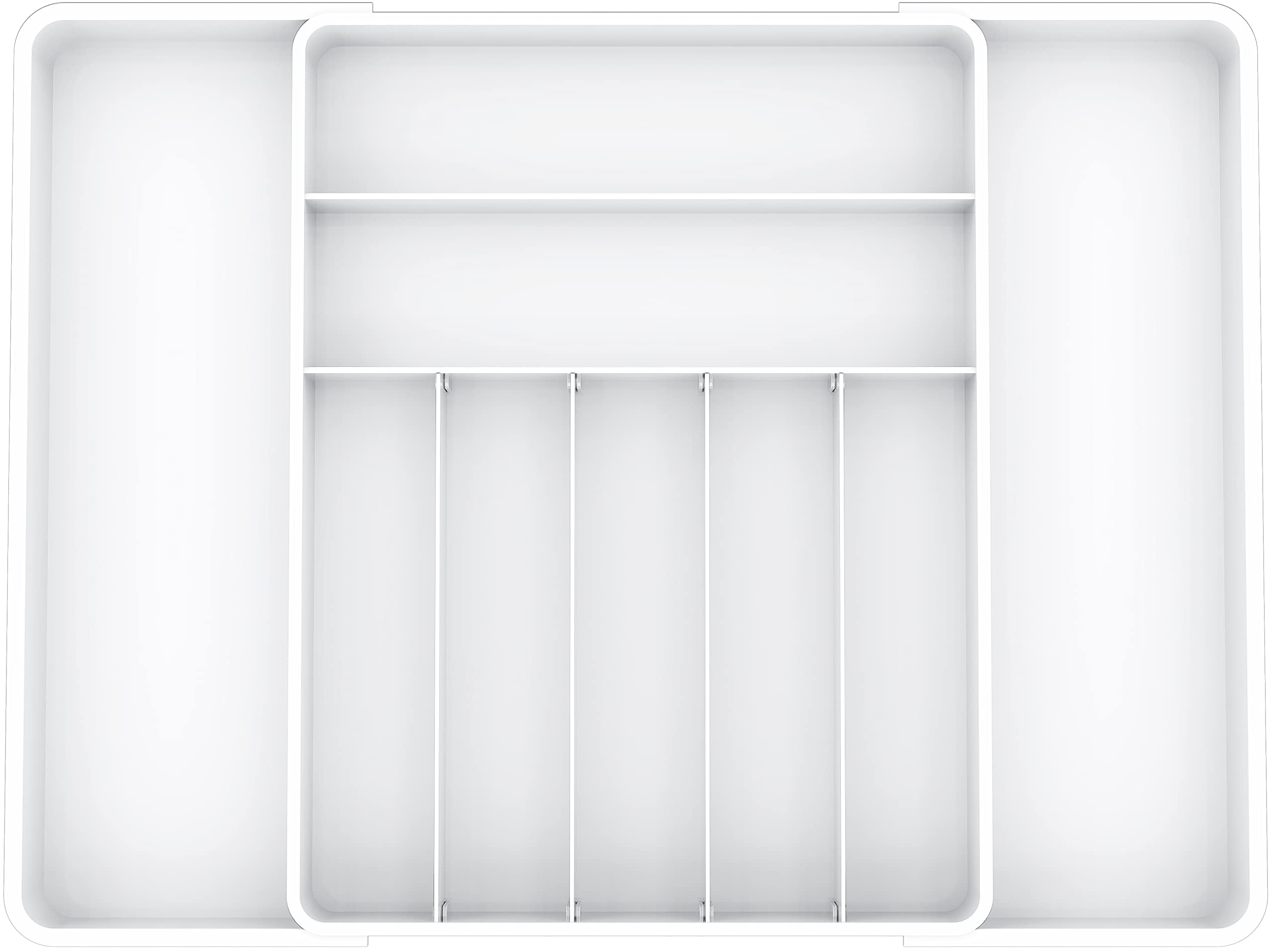 Simple Houseware Expandable Cutlery Drawer Tray and Flatware Utensil Organizers for Kitchen, White