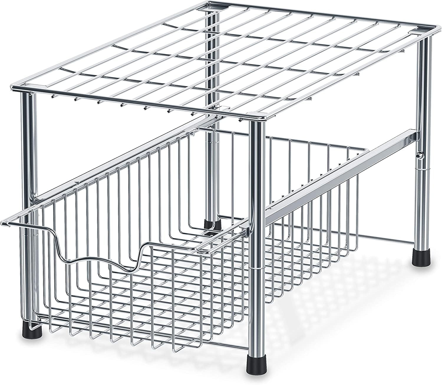 Chrome Stackable Metal Cabinet Organizer Basket Drawer