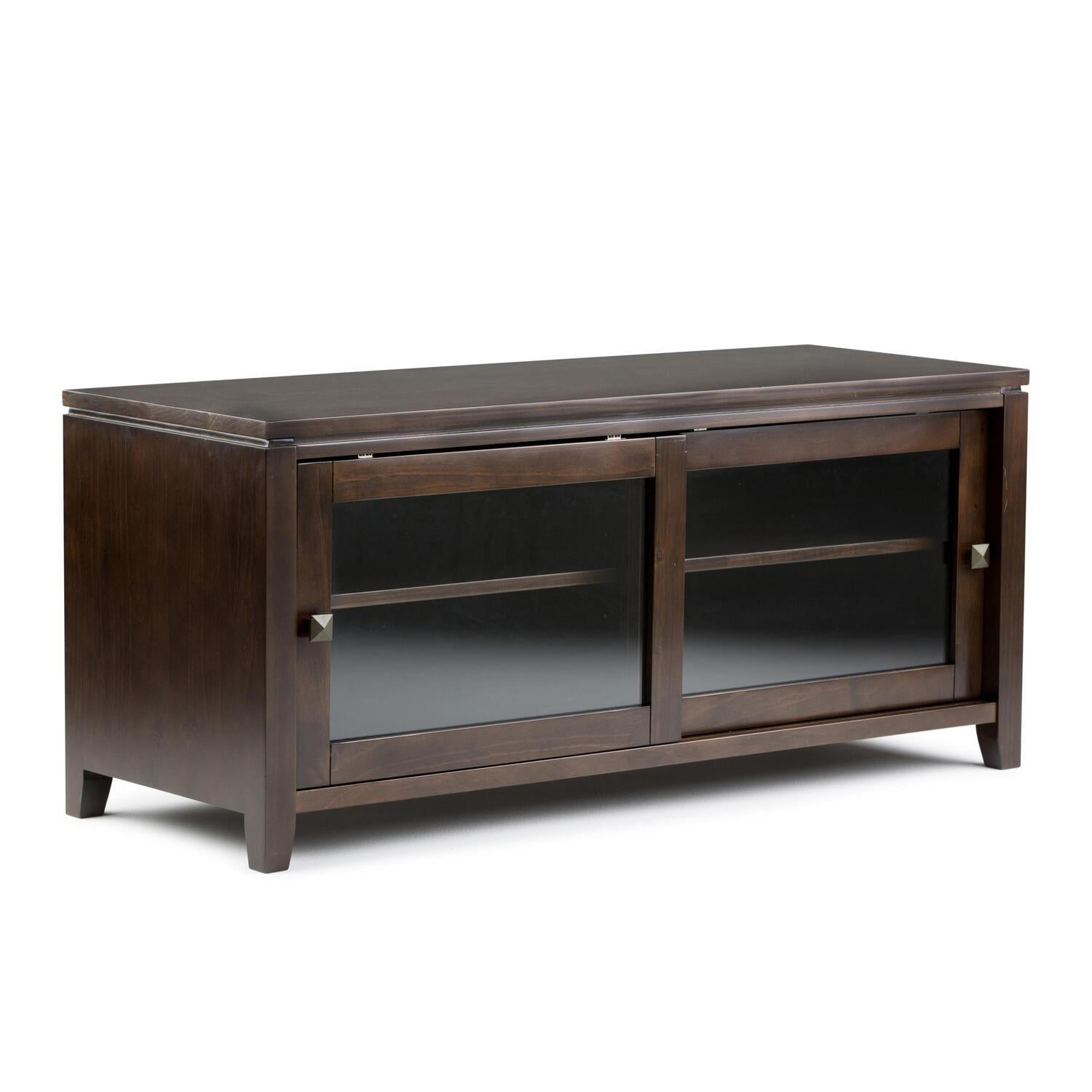 Simpli Cosmopolitan Wood 48"W TV Media Stand For TVs upto 50" in Mahogany Brown