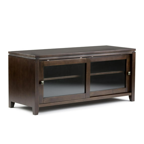 Simpli Cosmopolitan Wood 48"W TV Media Stand For TVs upto 50" in Mahogany Brown
