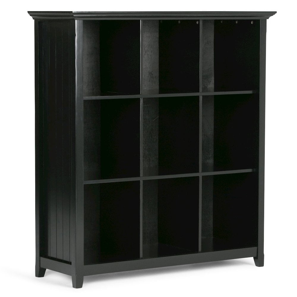 Simpli Home Acadian Wood Transitional 9 Cube Bookcase and Unit in Black