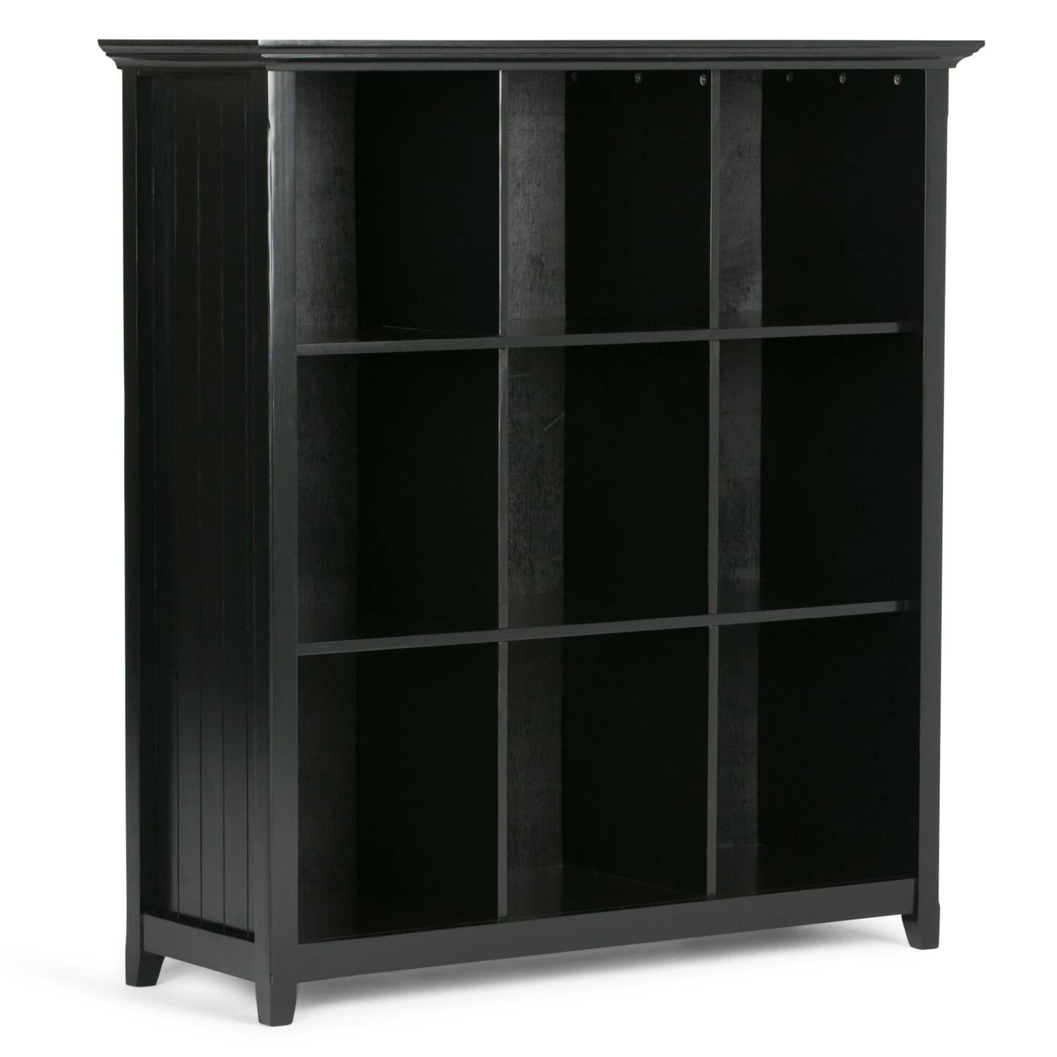 Simpli Home Acadian Wood Transitional 9 Cube Bookcase and Unit in Black