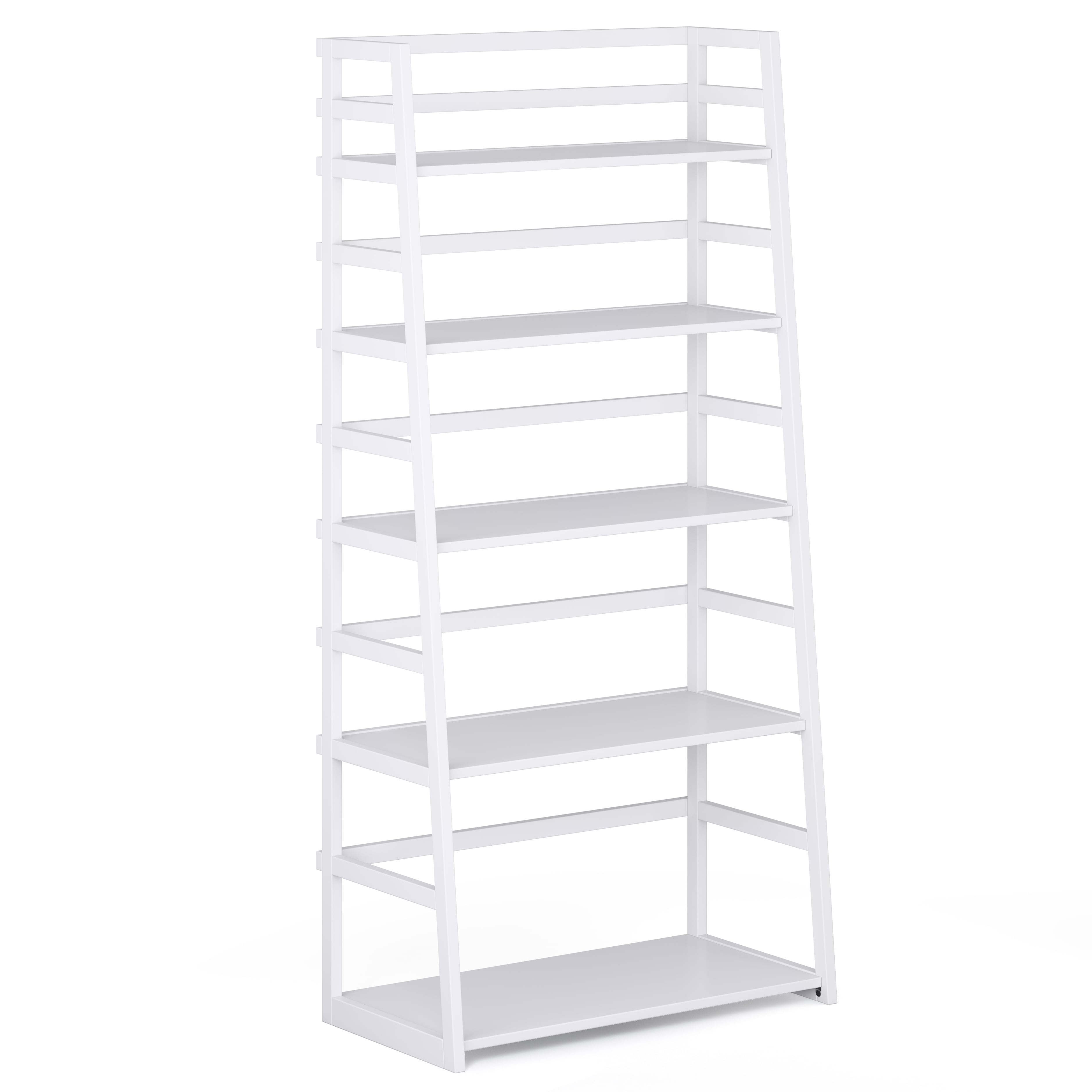 Simpli Home Acadian Ladder Shelf Bookcase in White