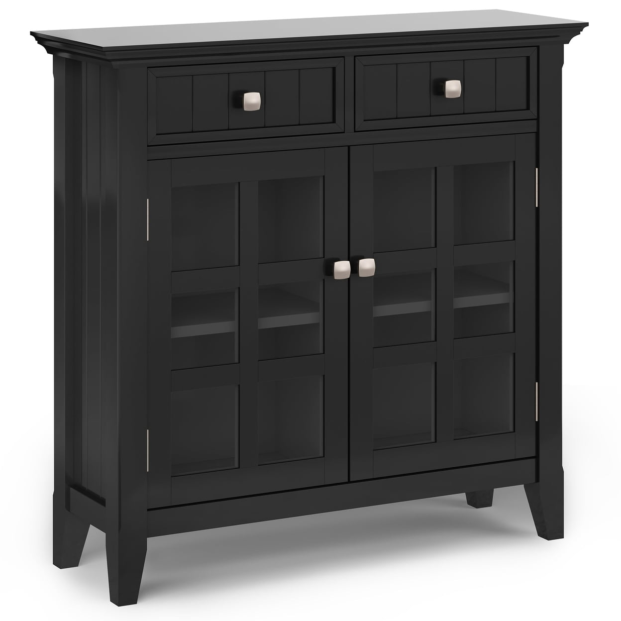 Simpli Home Acadian Solid Wood Entryway Storage Cabinet In Brunette Brown