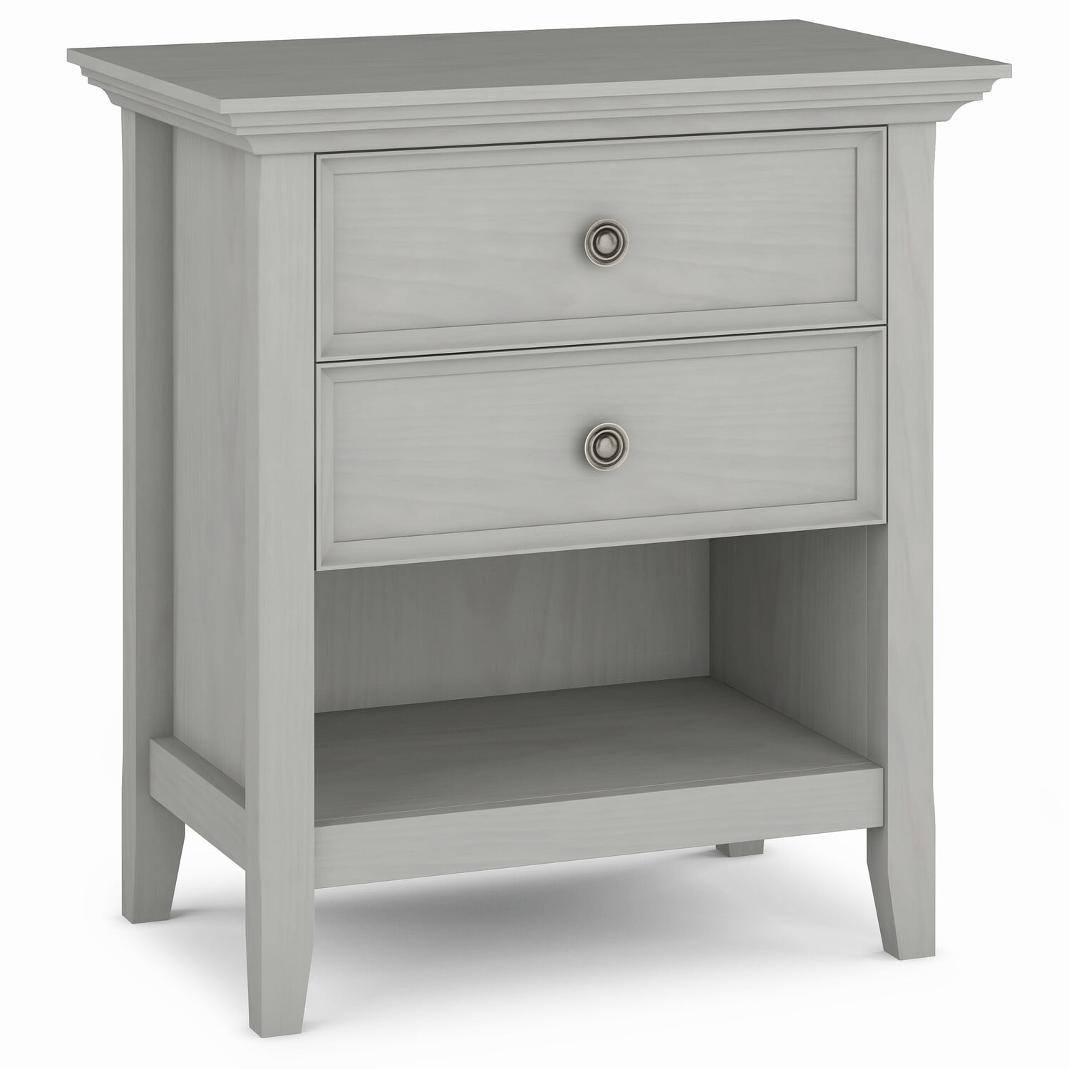 Simpli Home Amherst Solid Wood Bedside Table In Fog Grey