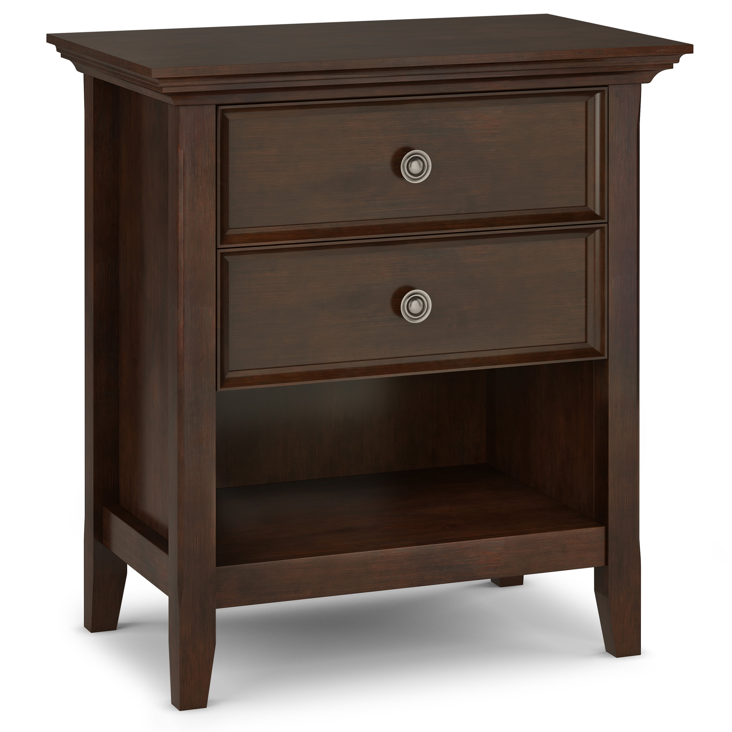 Simpli Home Amherst Solid Wood Bedside Table In Russet Brown