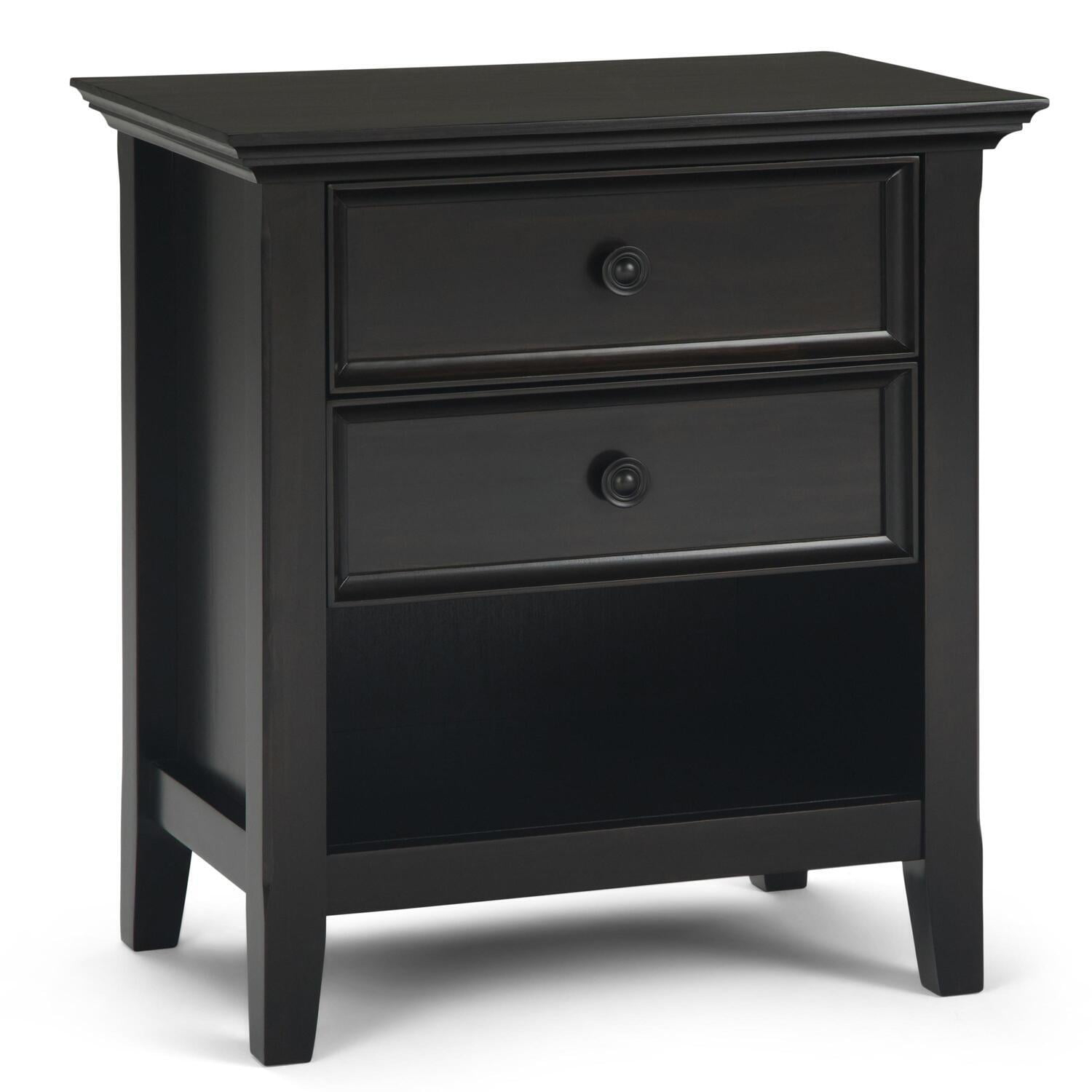 Simpli Home Amherst Wood 24" Transitional Bedside Nightstand Table in Hickory Brown