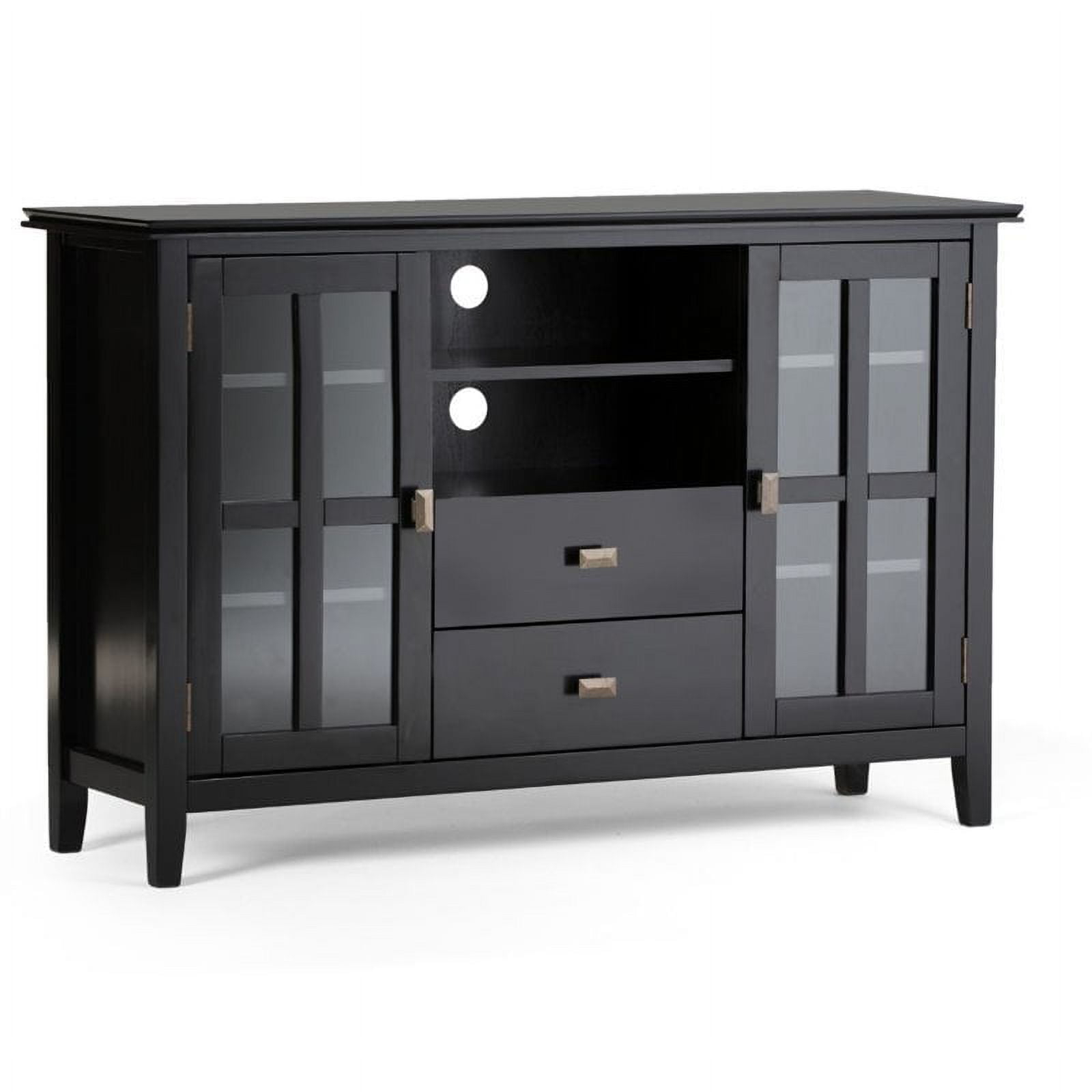 Simpli Home Artisan Wood 53" Transitional TV Media Stand in Black For TVs up to 60"