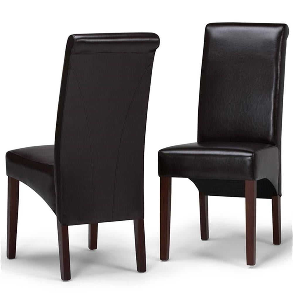 Simpli Home Avalon Upholstered Parson Dining Chair with Ergonomic Curved Backrest in Modern Style (Set of 2) (Set of 2)