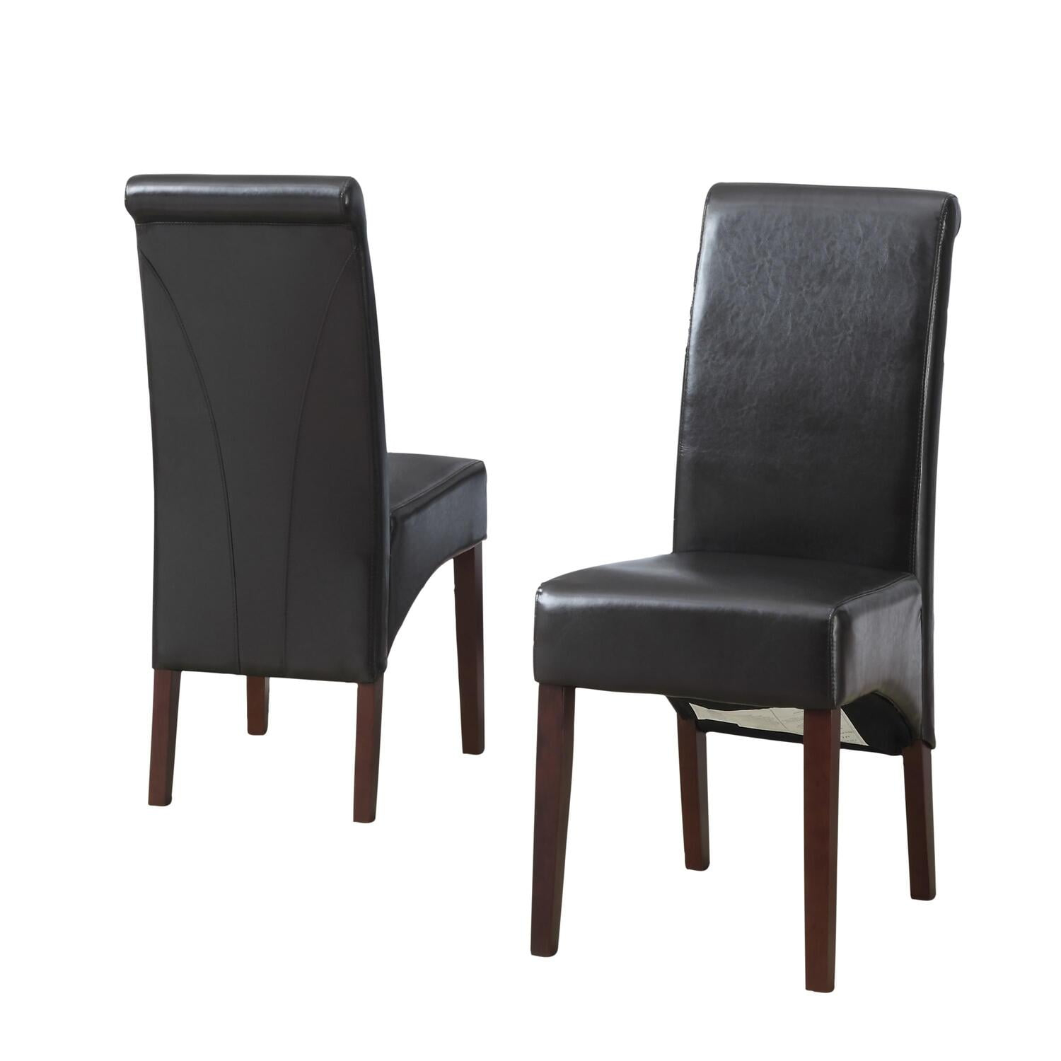Simpli Home Avalon Upholstered Parson Dining Chair with Ergonomic Curved Backrest in Modern Style (Set of 2) (Set of 2)