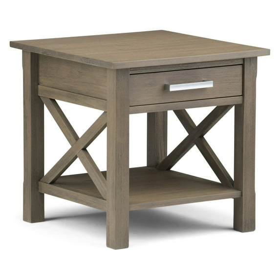 Simpli Home Kitchener Square End Table in Farmhouse Gray