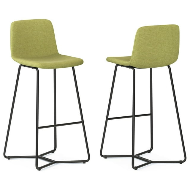 Simpli Home Wilcox Bar Stool in Charcoal Grey Woven Fabric
