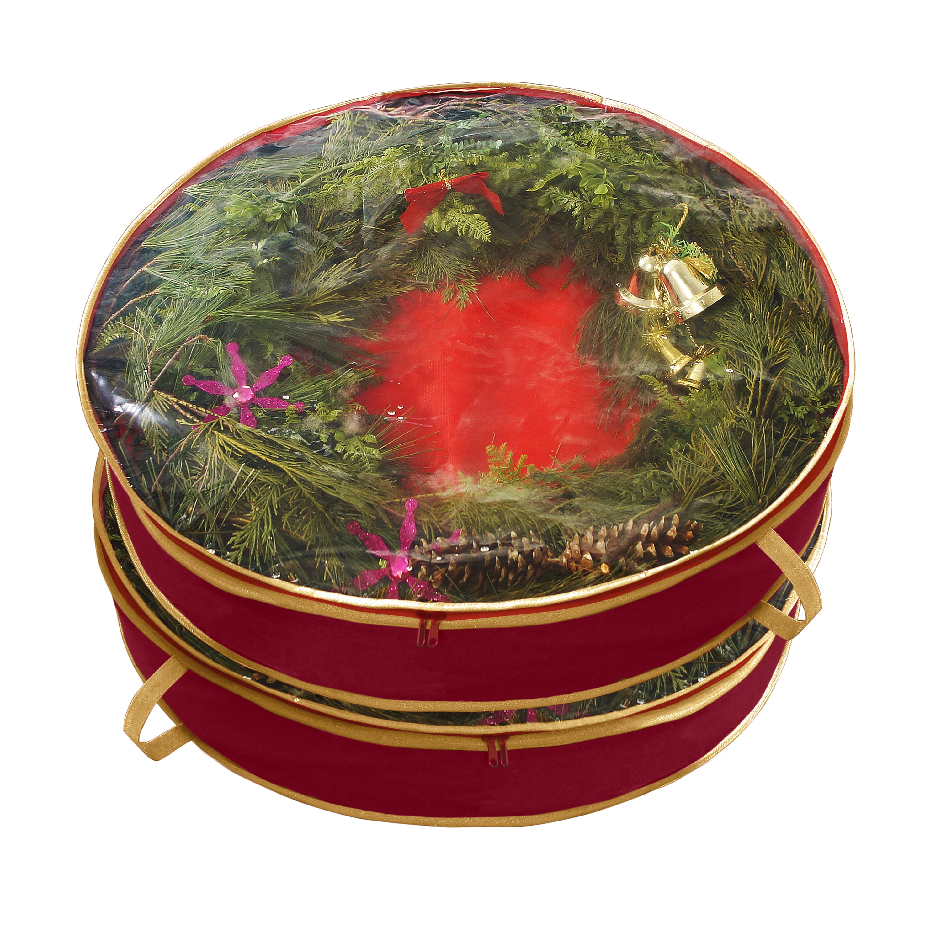 Simplify 2 Pack 30 Inch Christmas Holiday Wreath Bag in Red