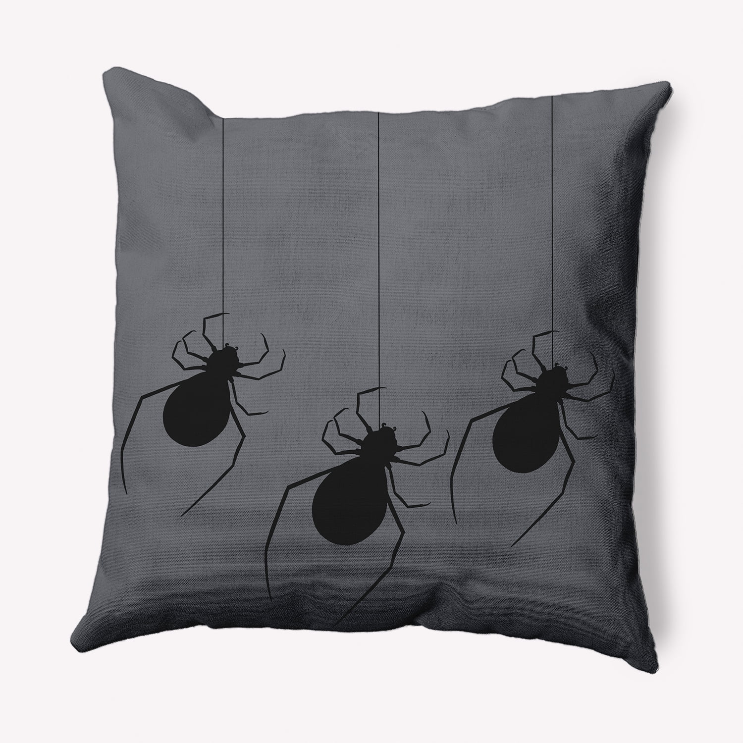 26" x 26" Simply Daisy Hanging Spiders Halloween Polyester Accent Pillow, Steel Gray Qty 1
