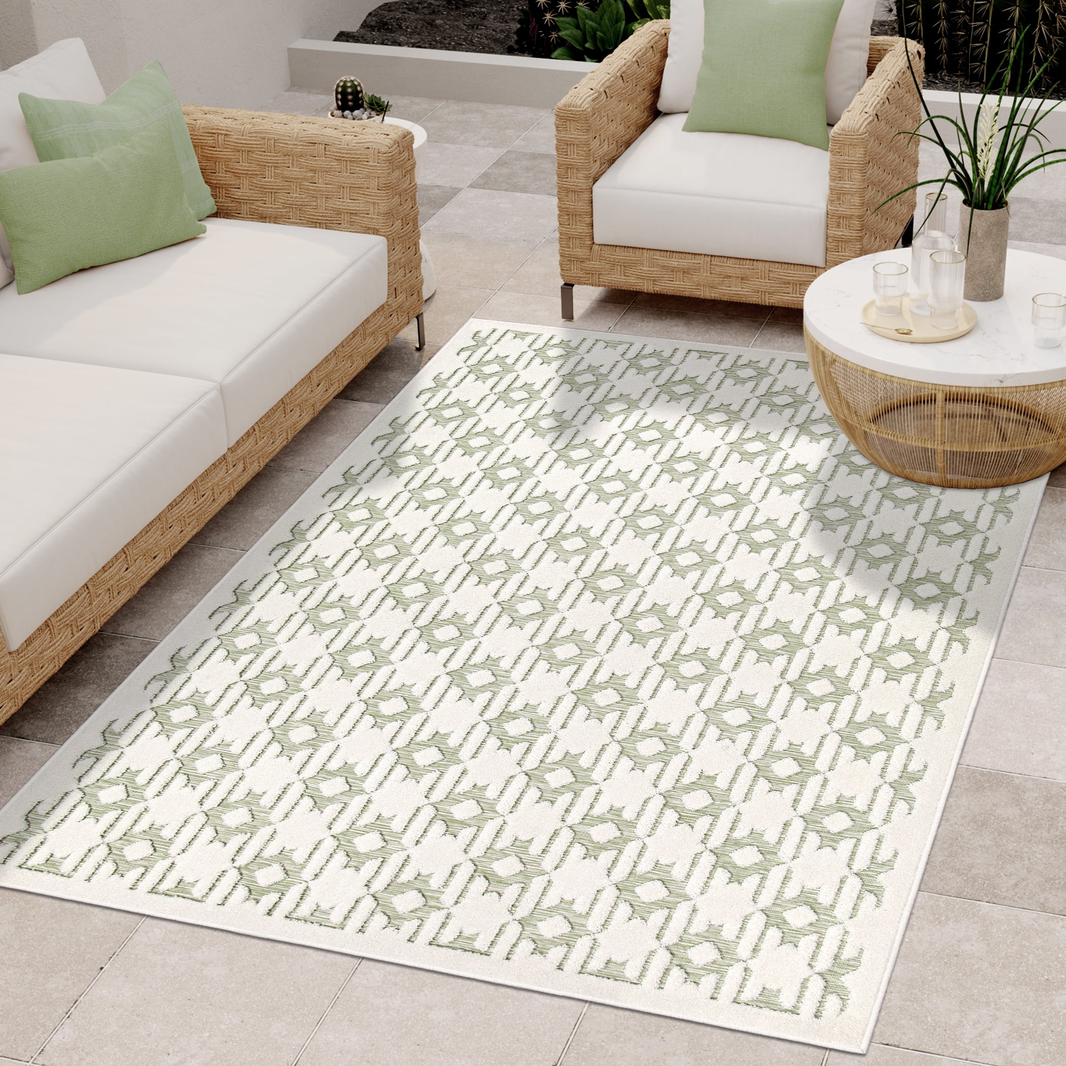 Simply Southern Cottage Minden 5' X 7' Green Geometric Area Rug