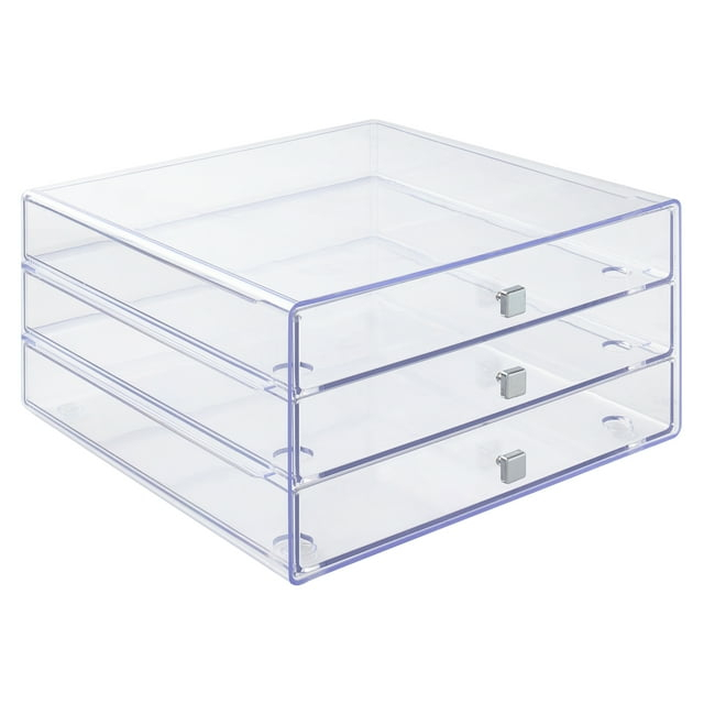 Clear Rectangular 3-Drawer Acrylic Organizer