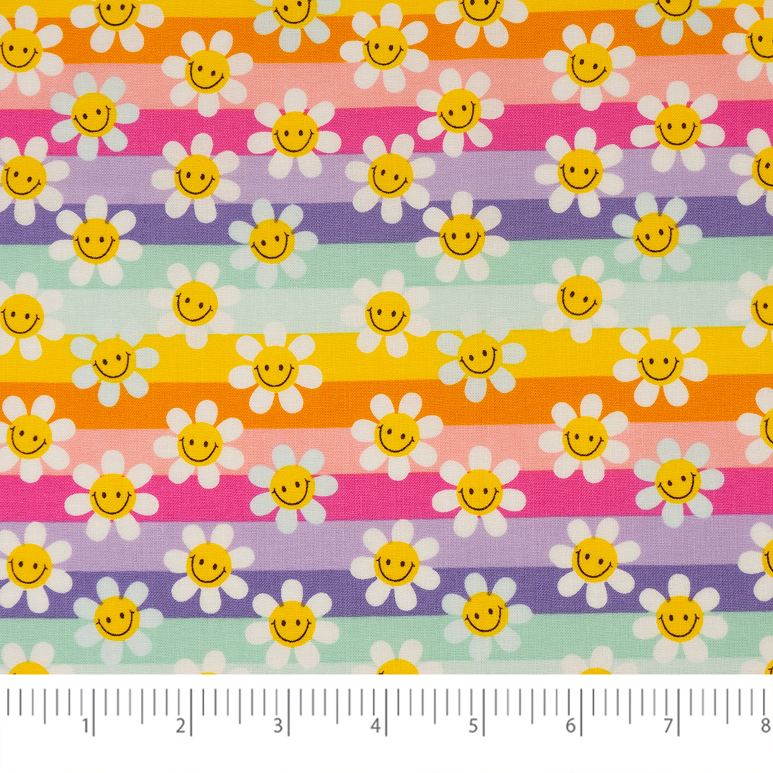 Singer Fabric, 100% Cotton, Sewing & Crafting, 44" Wide, Modern Daisy Stripes, Cut by Yard