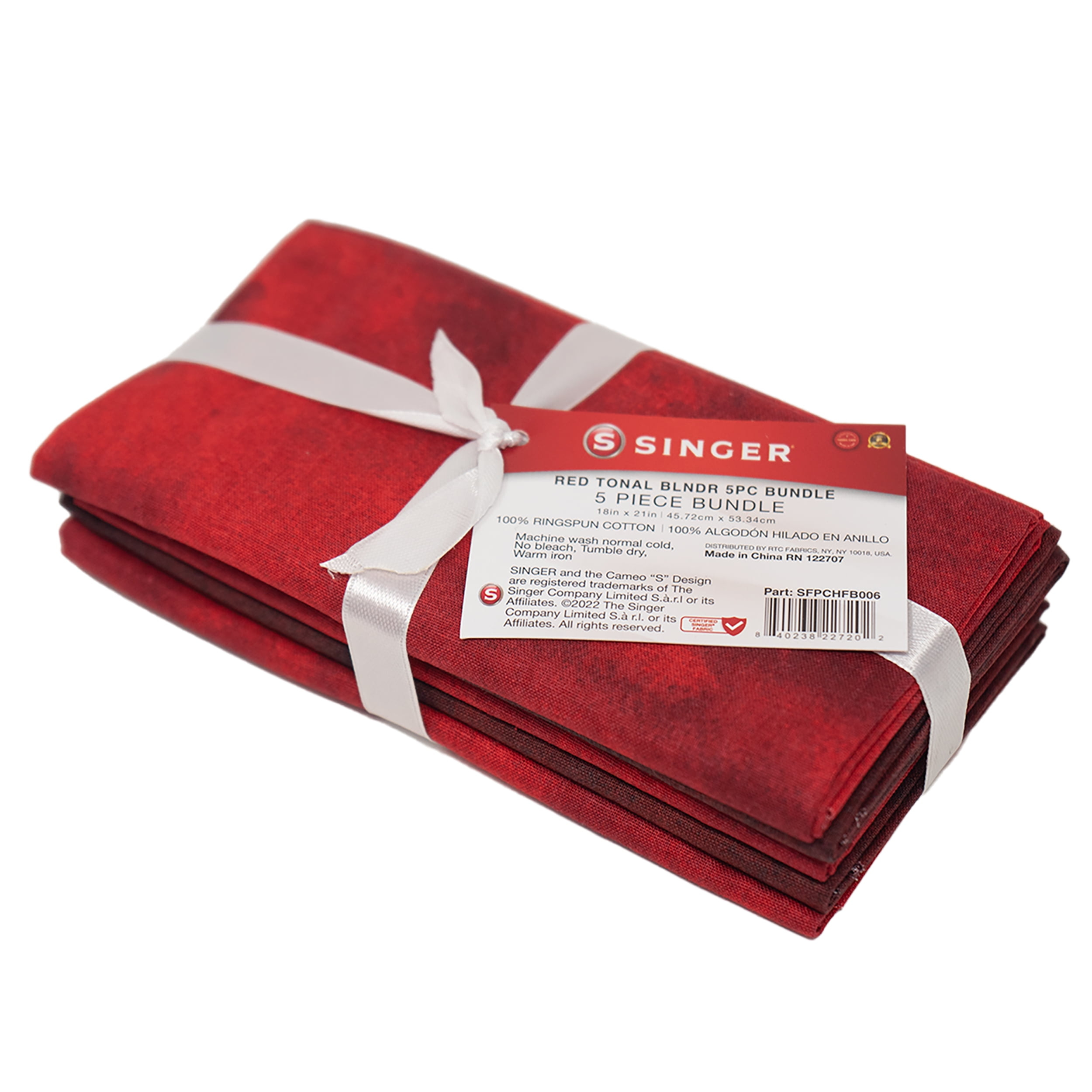 Singer, 100% Cotton, Red Tonal Blndr 5Pc Bundle