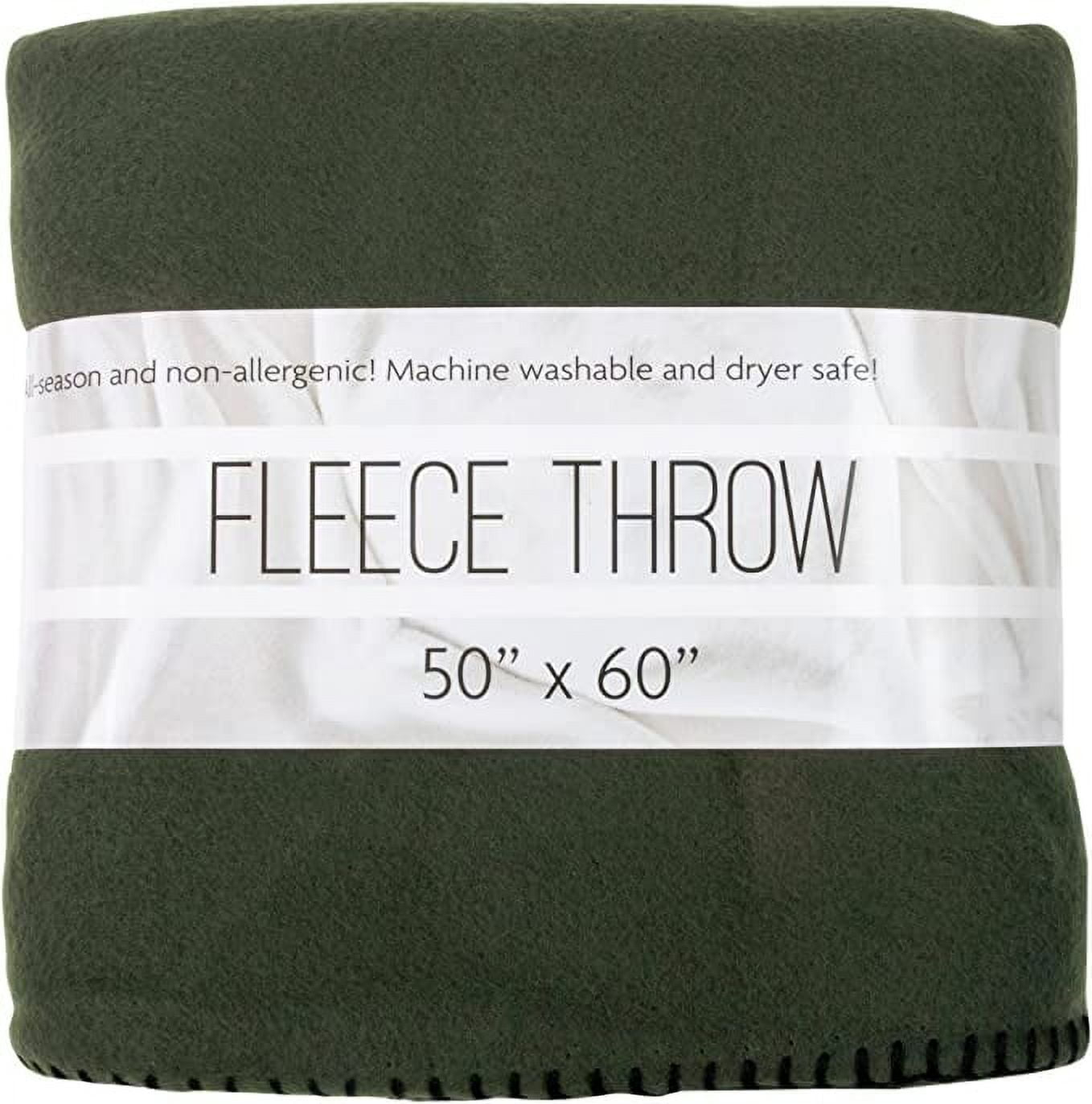 Single Solid Color 60”L x 50”W Fleece Throw Blanket for Fall, Winter, Spring, Summer, Men, Women, Children & Pets in Dark Green