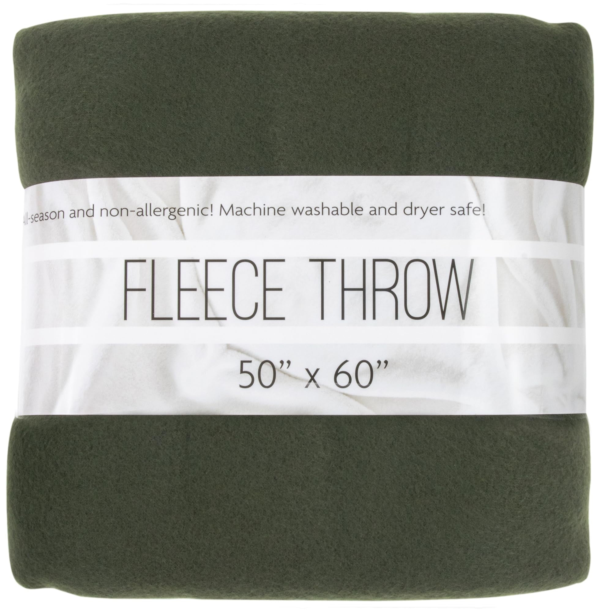 Single Solid Color Hypoallergenic 60”L x 50”W Fleece Throw Blanket for Fall, Winter, Spring, Summer, Men, Women, Children & Pets in Dark Green