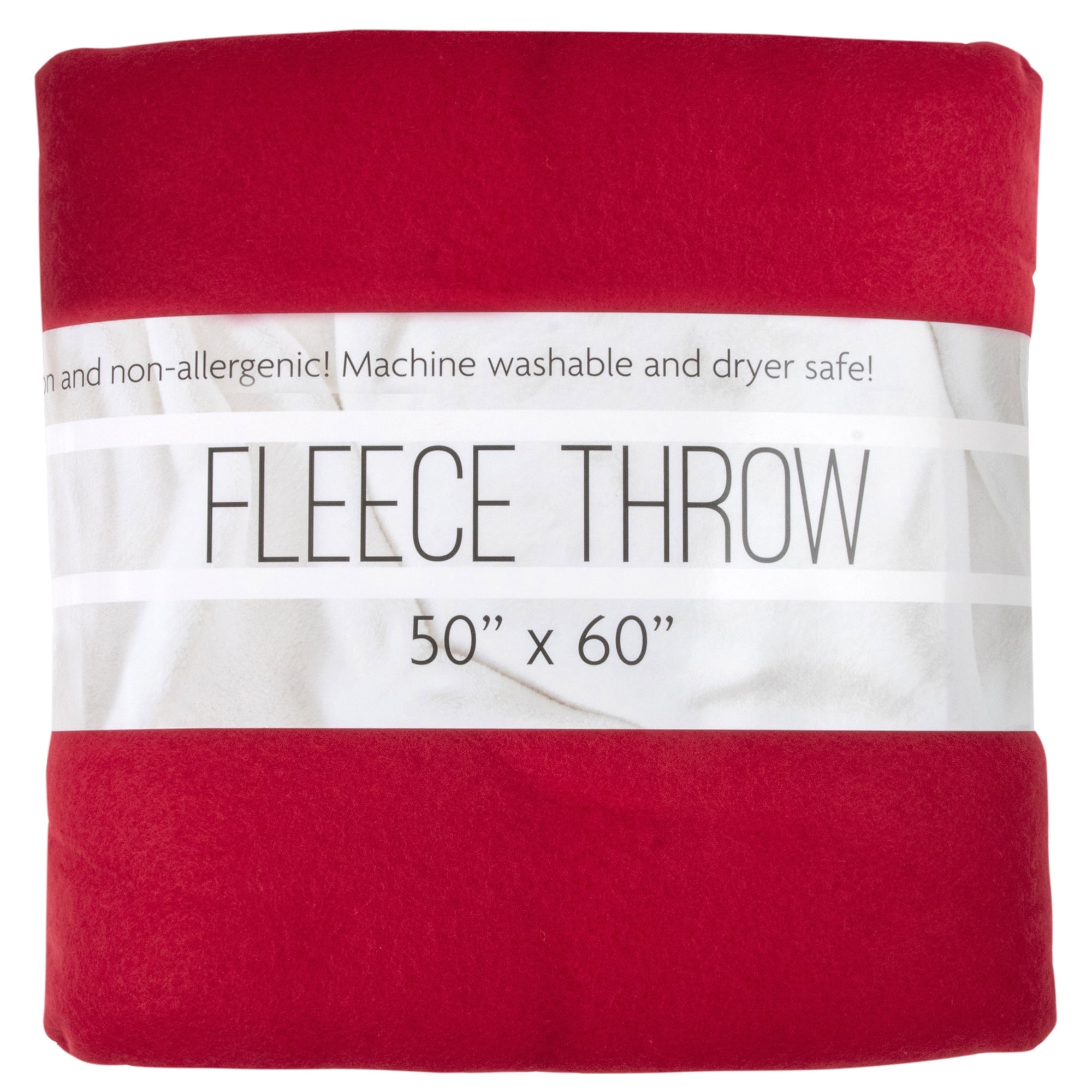 Single Solid Color Hypoallergenic 60”L x 50”W Fleece Throw Blanket for Fall, Winter, Spring, Summer, Men, Women, Children & Pets in Red