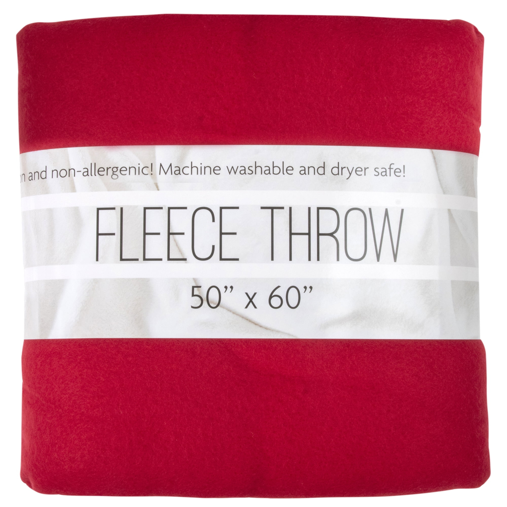 Single Solid Color Hypoallergenic 60”L x 50”W Fleece Throw Blanket for Fall, Winter, Spring, Summer, Men, Women, Children & Pets in Red