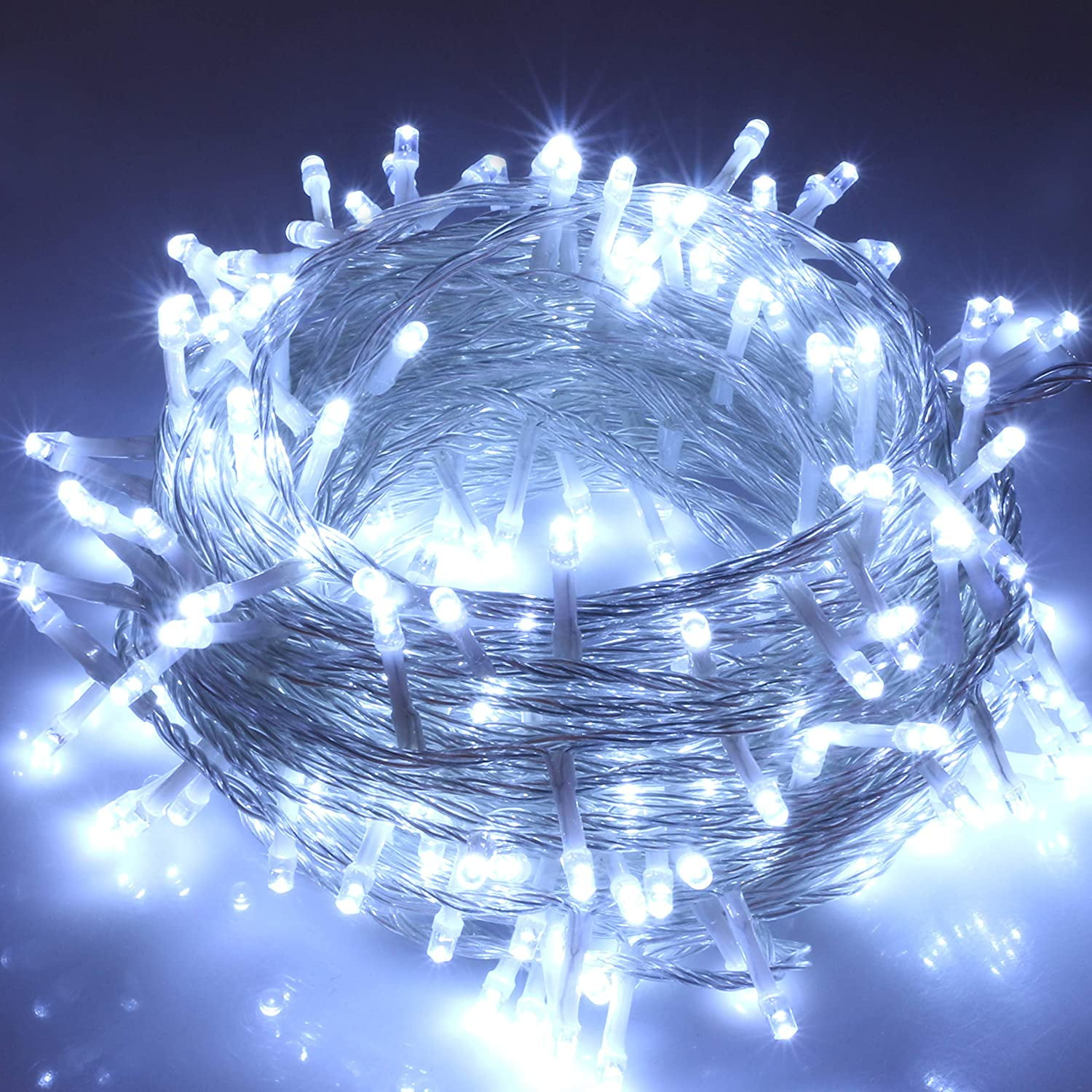 Sinhoon 100 LED Twinkle Fairy Light String 33 Feet 8 Modes White & Tail Plug Holiday Decoration