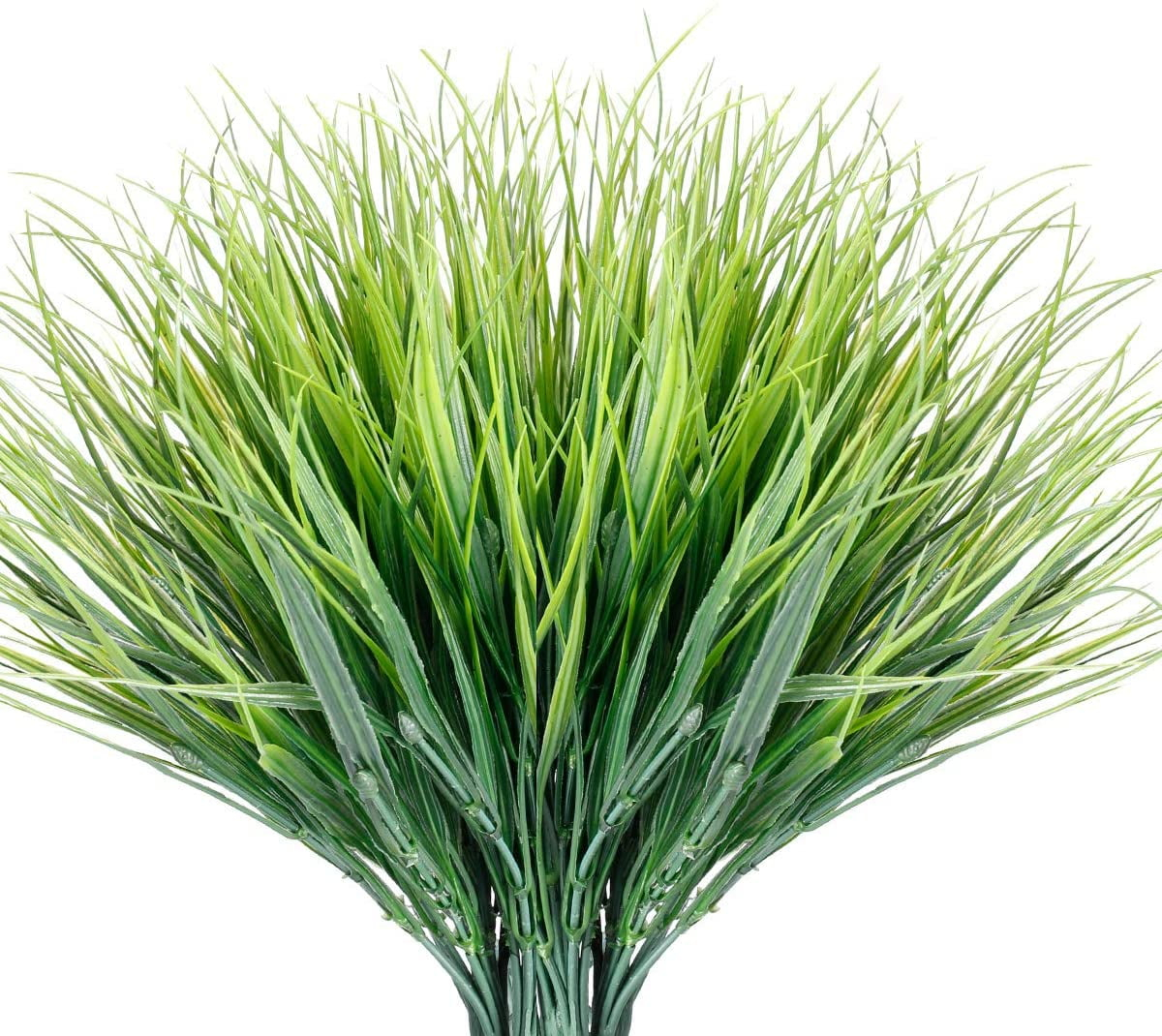 Morttic 12 Bundles Artificial Grasses Outdoor UV Resistant Fake Grass No Fade Faux Plastic Plants Garden Window Box Decorating(Green Grass)