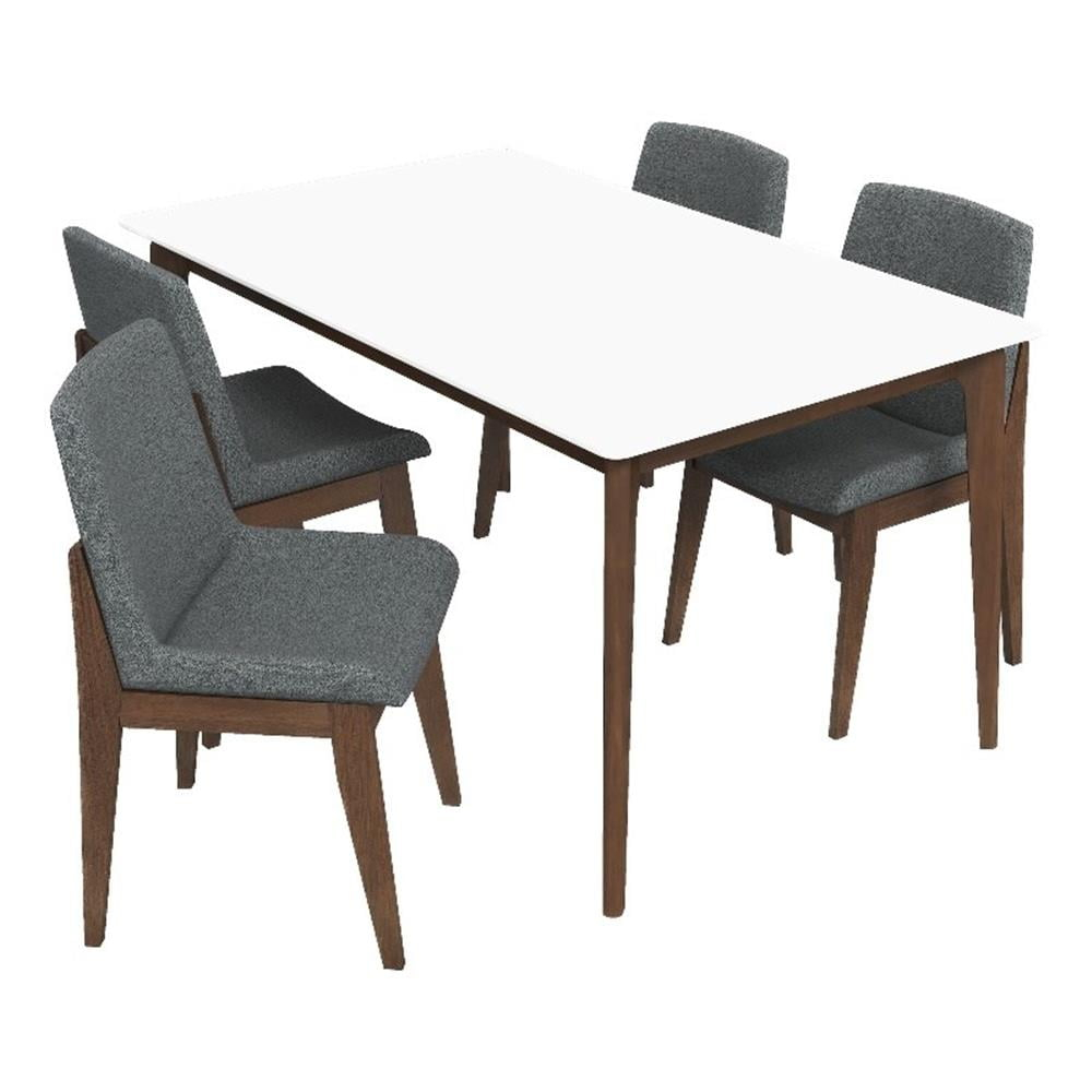 Siriana Modern Solid Wood Walnut Dining Room & Kitchen Table and 4 Chair Set