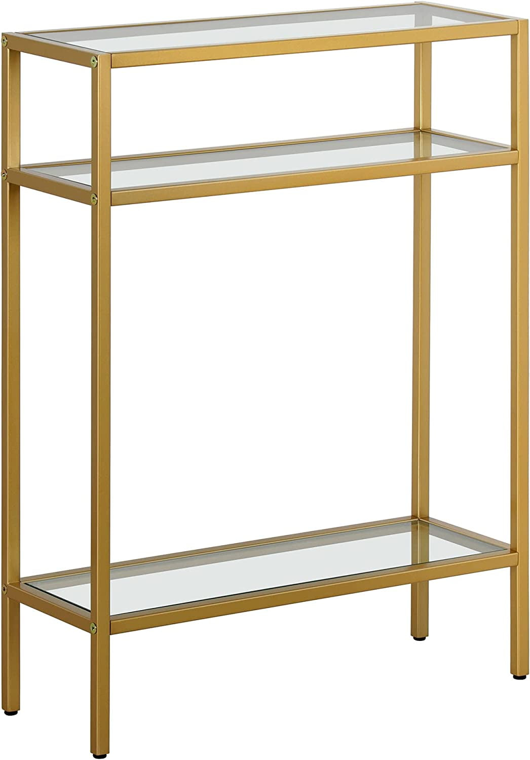 Evelyn&Zoe Siviline 22" Wide Rectangular Console Table, Brass
