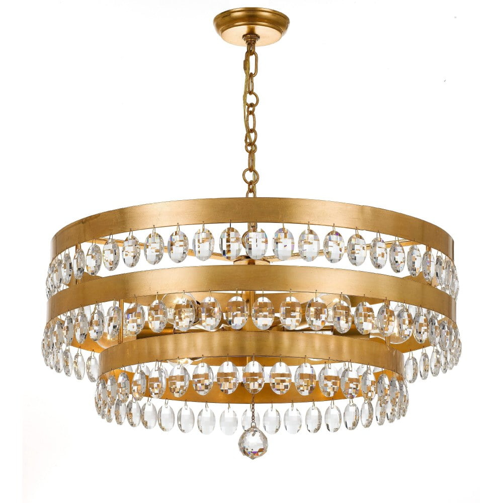 Six Light Chandelier In Classic Style 26 Inches Wide By 14.25 Inches High-Antique Gold Finish    -Traditional Installation Crystorama Lighting