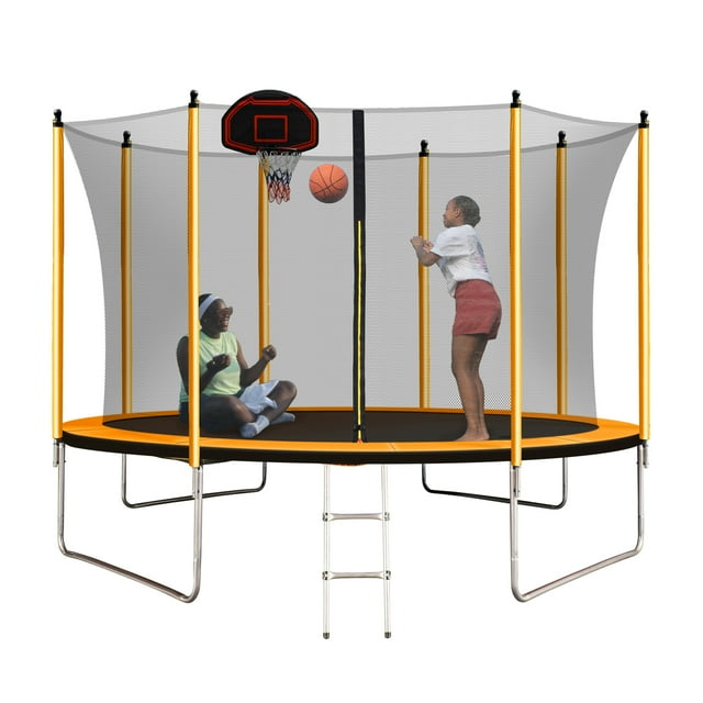 SkyBound 10ft Outdoor Recreational Trampoline for Kids and Adults with Enclosuure Net, Orange