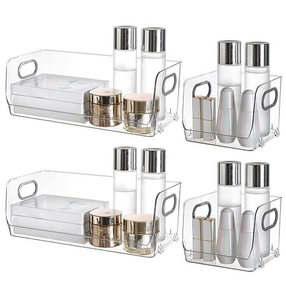 Skywin Stackable Clear Storage Bins For Pantry (2 Small + 2 Large) - Clear Acrylic Organizers and Storage Bin For Kitchen’s Shelf, Cupboard, or Cabinet - Clear Containers for Organizing Snacks