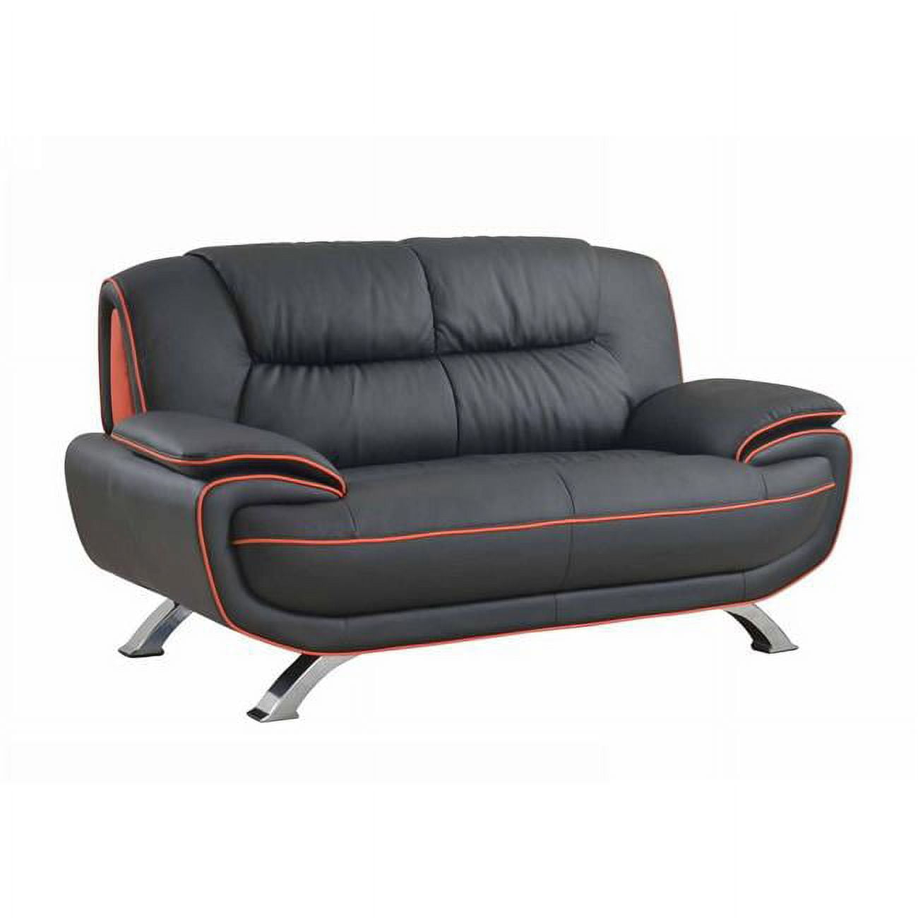 Sleek Leather Loveseat, Black - 40 in.