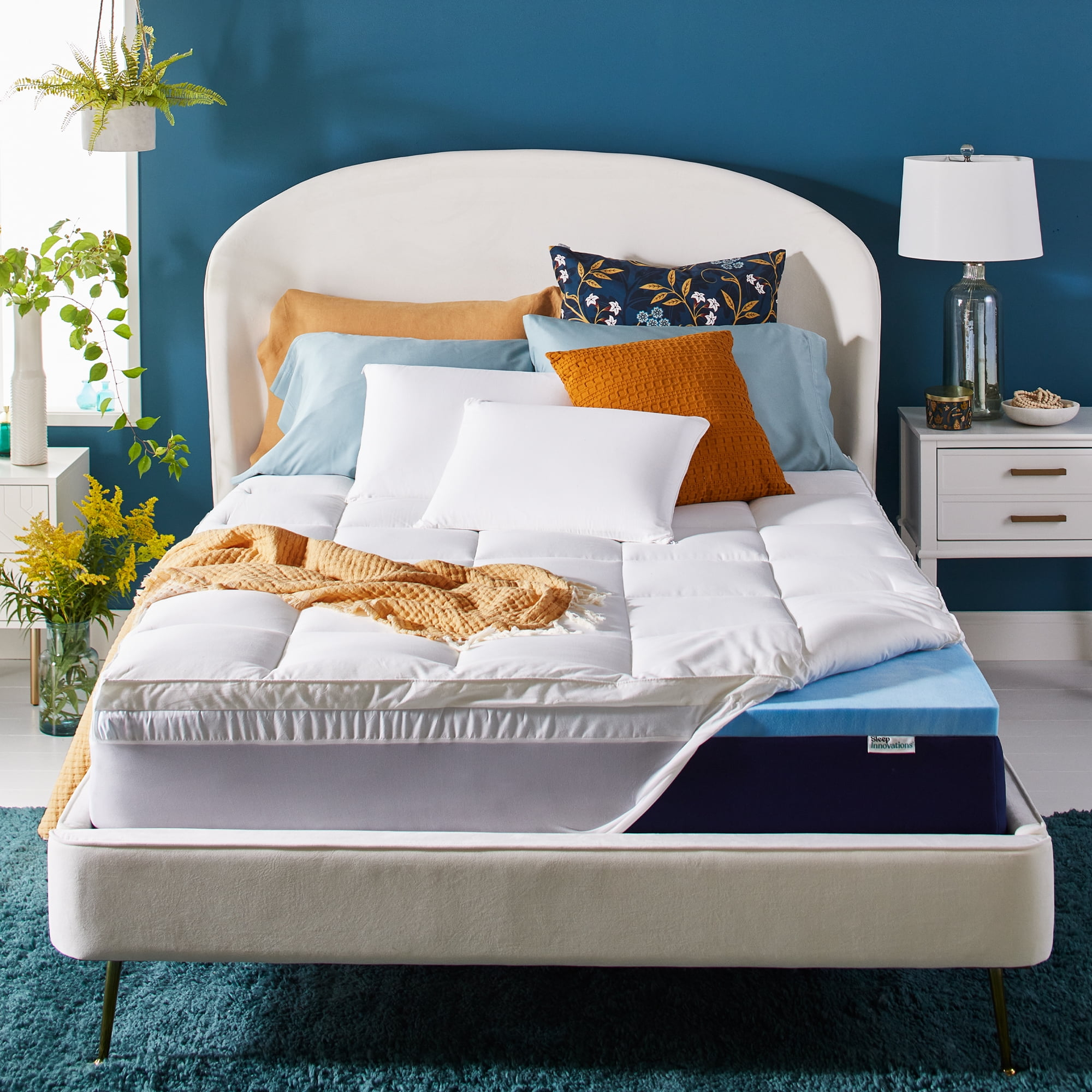 Sleep Innovations Memory Foam Mattress Topper, Full, Gel Dual Layer Support, 4 inch