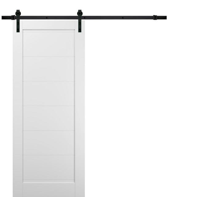 SARTODOORS Quadro Paneled Wood Barn White Door with Installation Hardware Kit