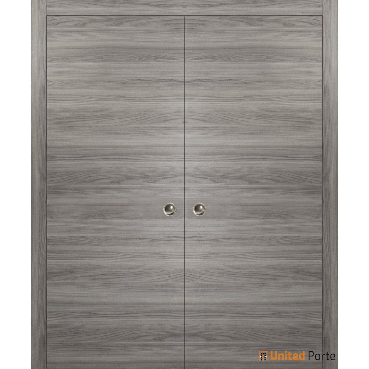 Sliding Double Pocket Door with Frames | Planum 0010 Ginger Ash | Kit Trims Rail Hardware | Solid Wood Interior Bedroom Bathroom Closet Sturdy Doors -60" x 80" (2* 30x80)