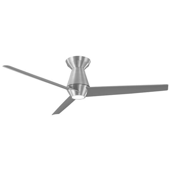 Slim Indoor and Outdoor 3-Blade Smart Flush Mount Ceiling Fan 52in Brushed Aluminum with 3000K LED Light Kit and Remote Control