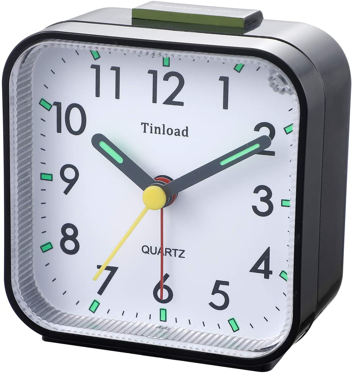 Small Battery Operated Analog Alarm Clock Silent Non Ticking, Ascending Beep Sounds, Snooze,Light Functions, Easy Set(Black)