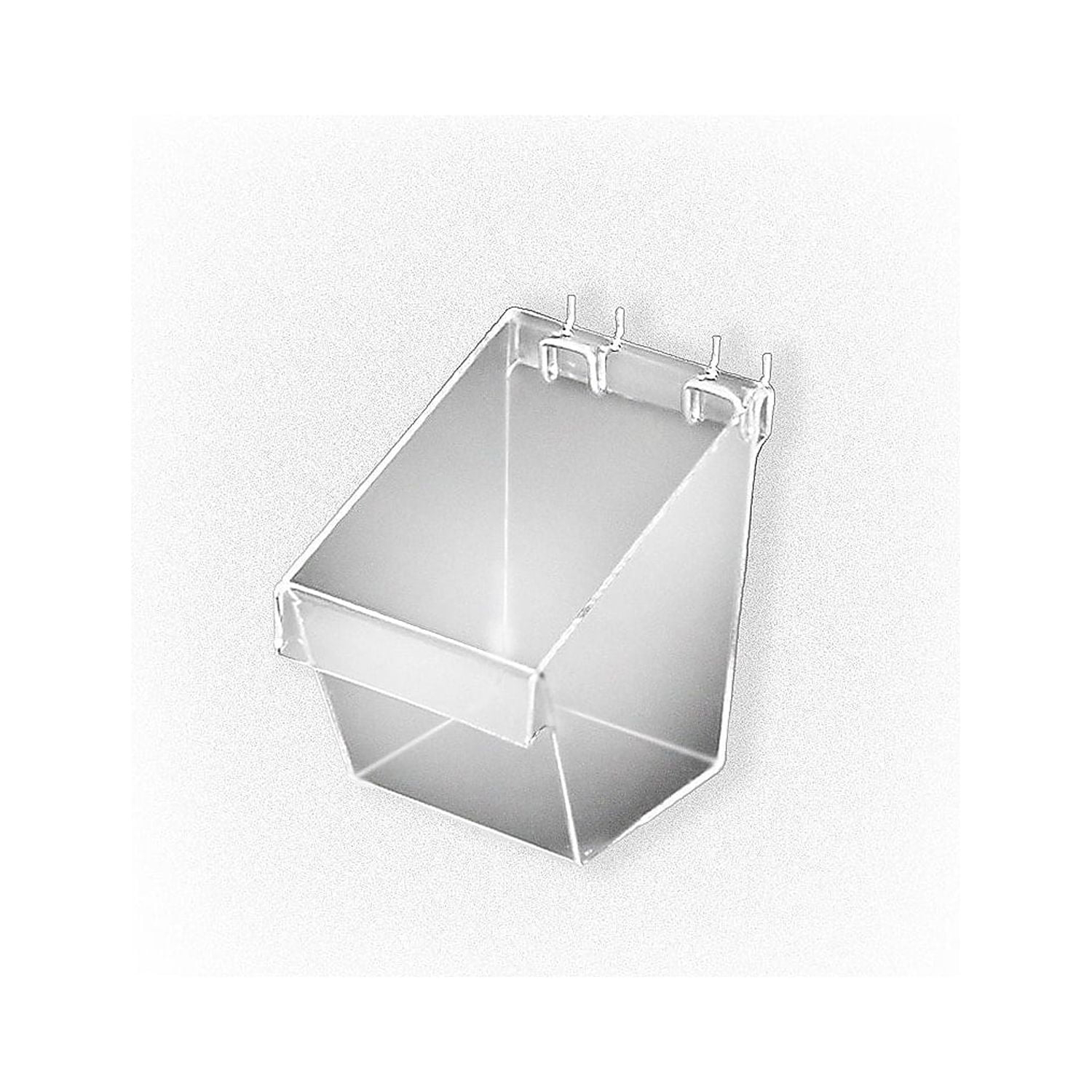 Azar Displays Small Clear Plastic Molded Bucket, Storage Container Bin for Pegboard, Slatwall, or Counter with 2 Metal U-Hooks, Size: 5.25"W x 6.25"D x 6.875"H, 4-Pack (Set of 4)