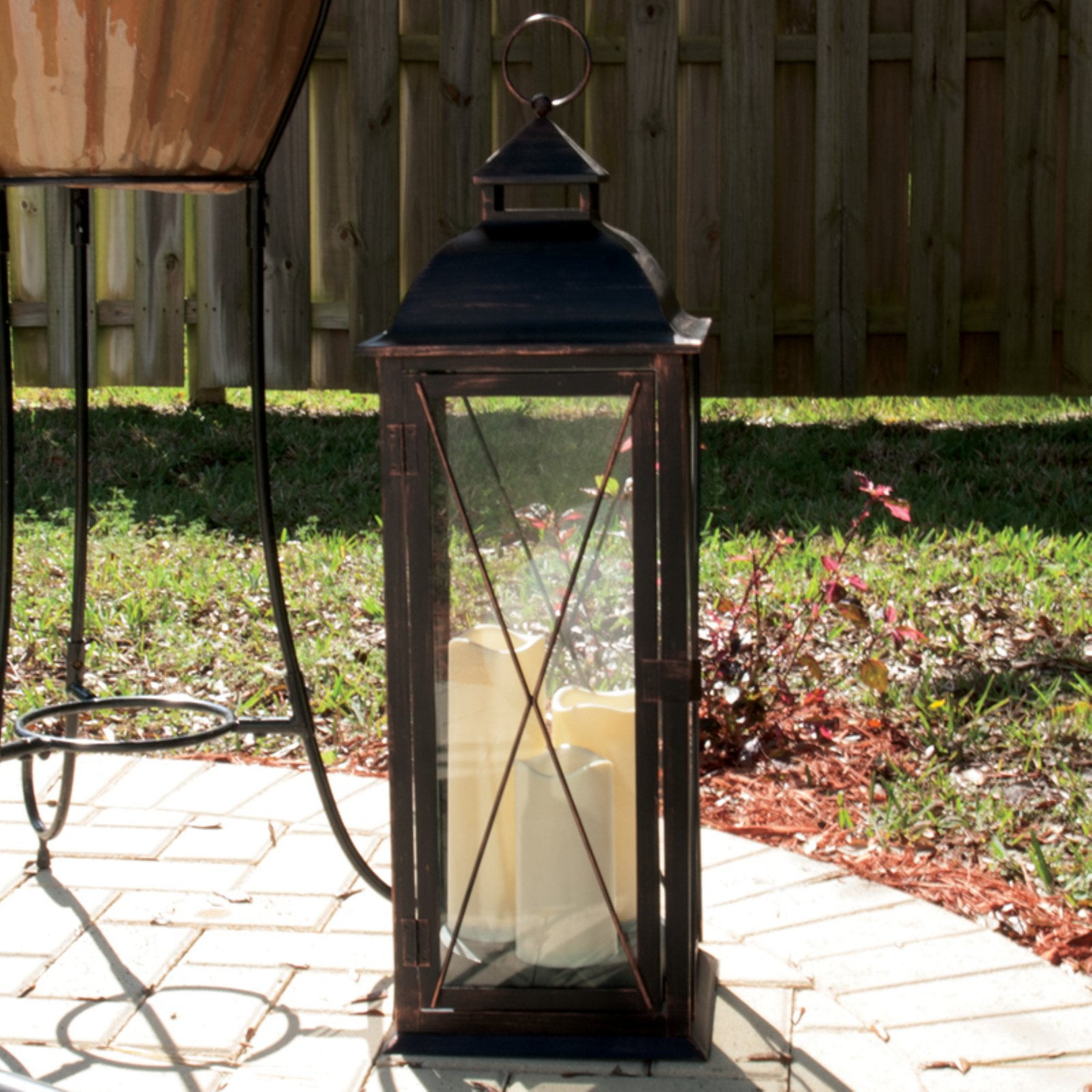 Smart Design 80073 Salerno Triple Candle Led Lantern With On-Off Timer
