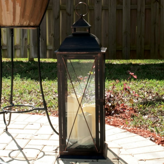 Smart Design 80073 Salerno Triple Candle Led Lantern With On-Off Timer