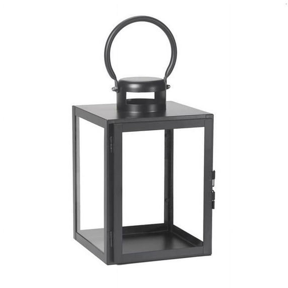Smart Solar 8081664 11 in. One Mantle Glass & Metal Huntington Lantern - Black - Pack of 2