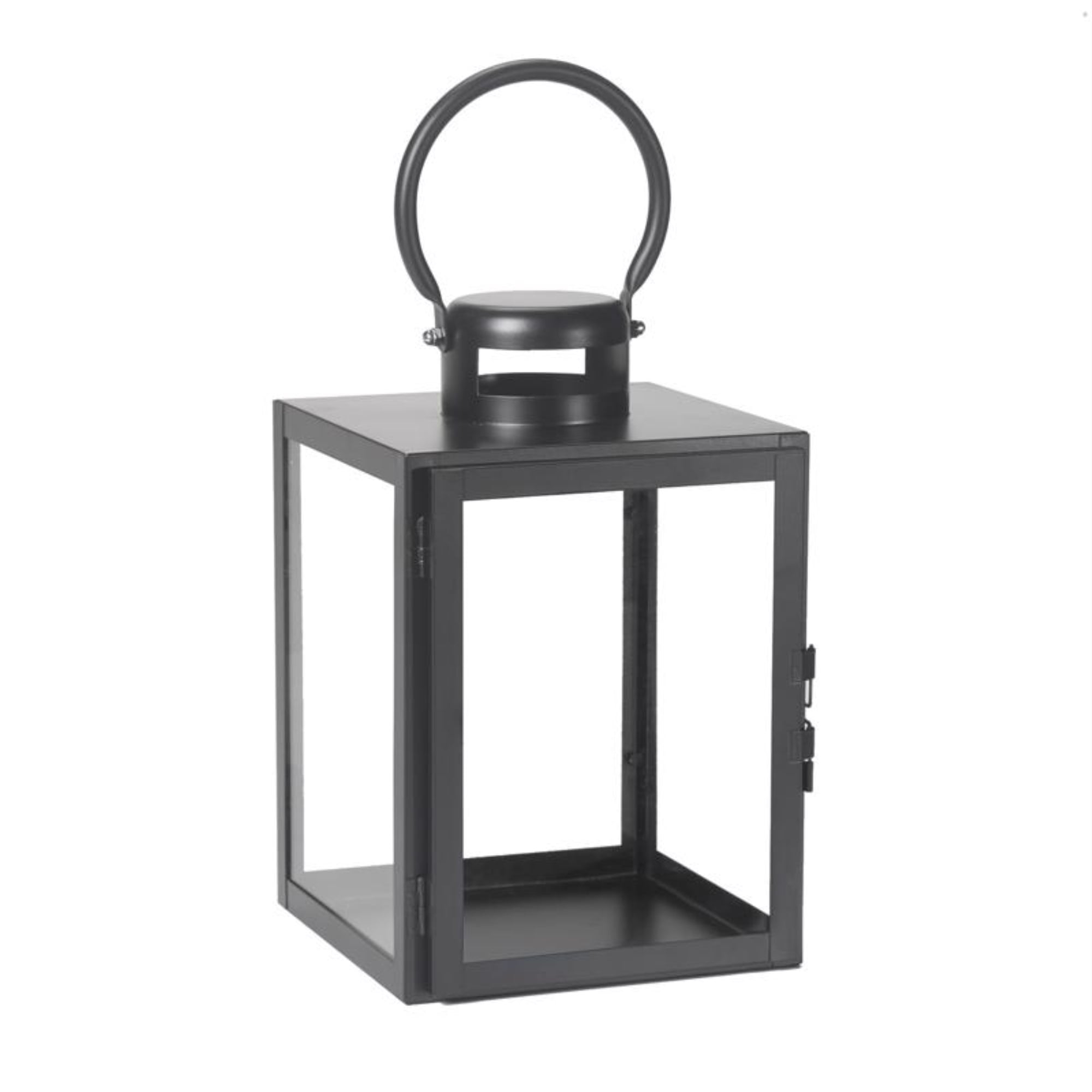 Smart Solar 8081664 11 in. One Mantle Glass & Metal Huntington Lantern - Black - Pack of 2
