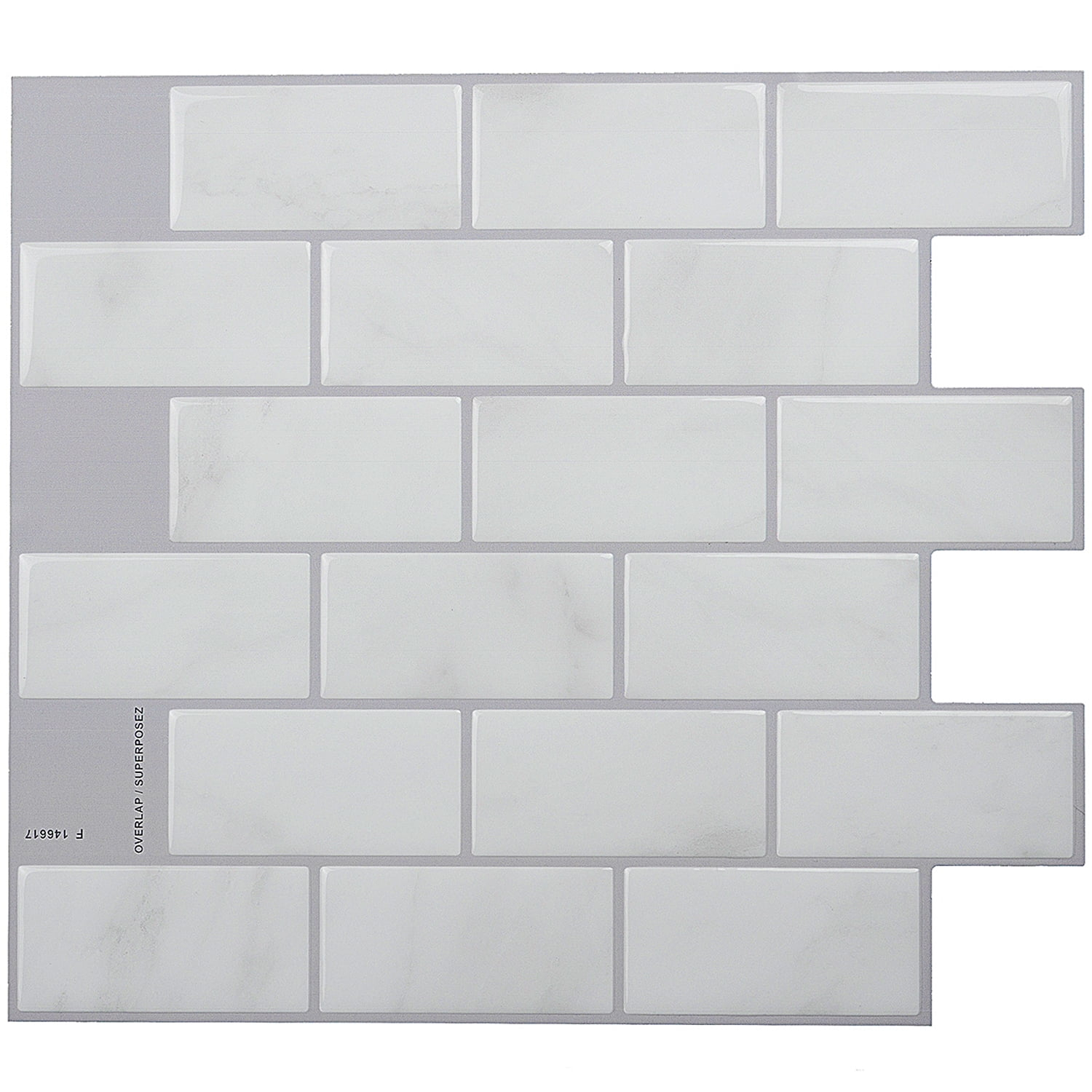 Smart Tiles - 3D Adhesive Peel and Stick Backsplash Tile, Gray & White - 10-Pack 10.95" x 9.7"