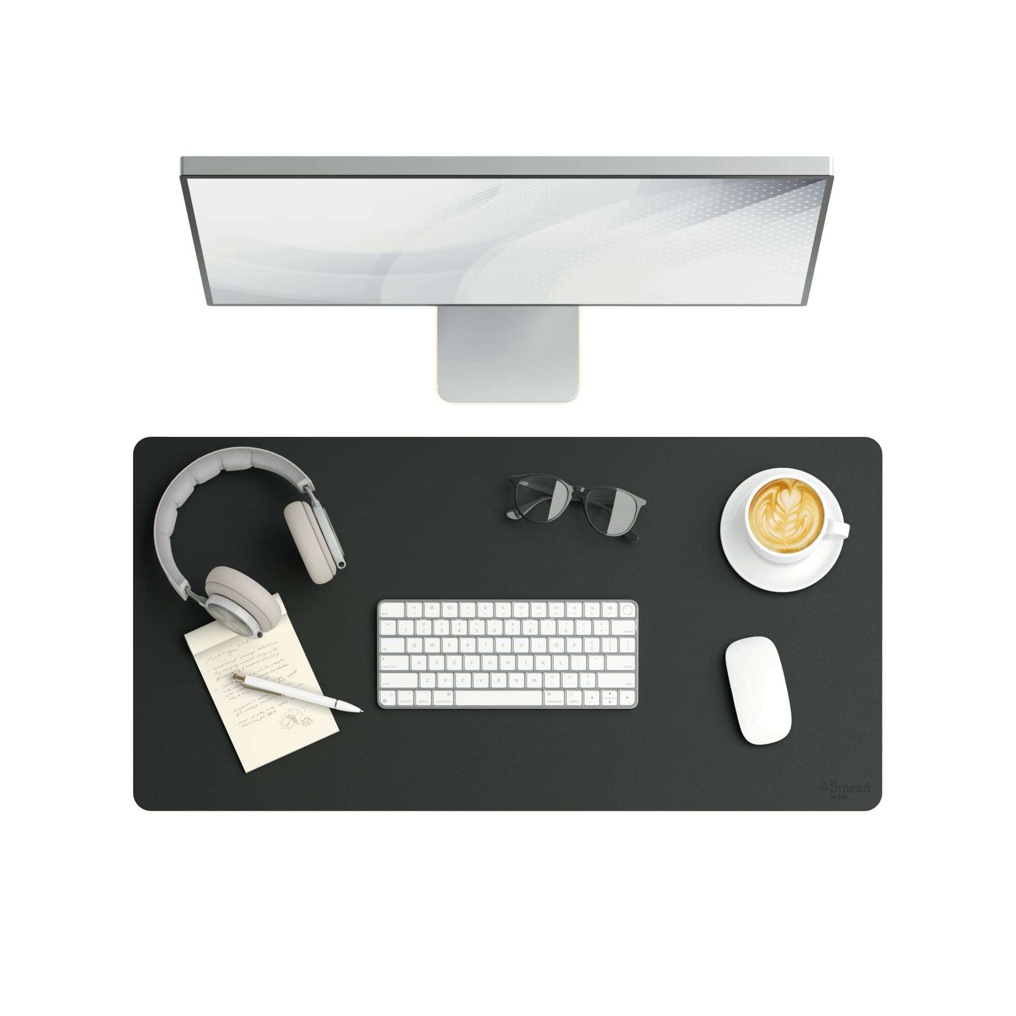 Smead Desk Pad, Vegan Leather, Non-Slip Backing, 31.5” x 15.7”, Charcoal (64833)