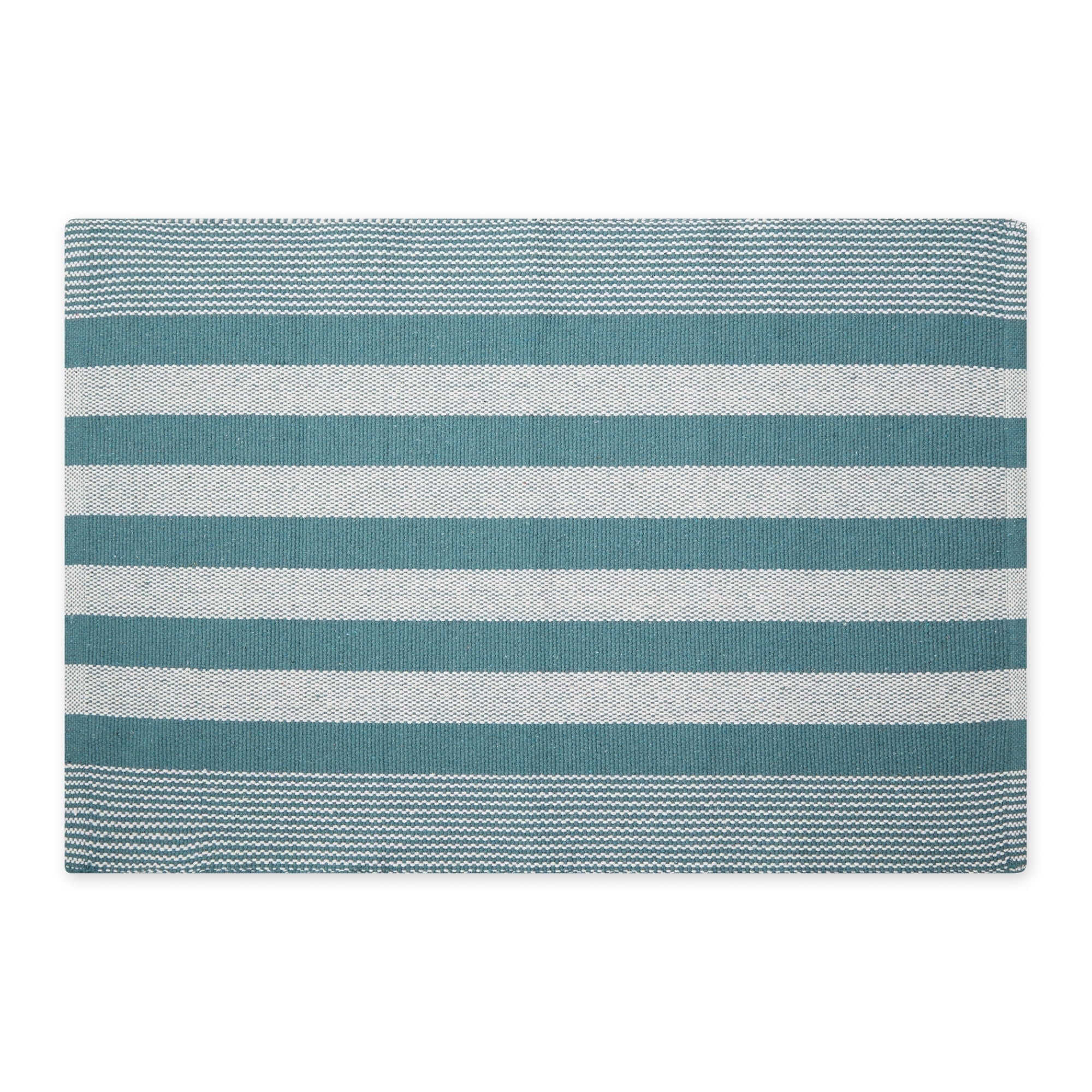 Smoke Blue Cabana Stripe Handwoven Recycled Yarn Rug 2x3 Ft